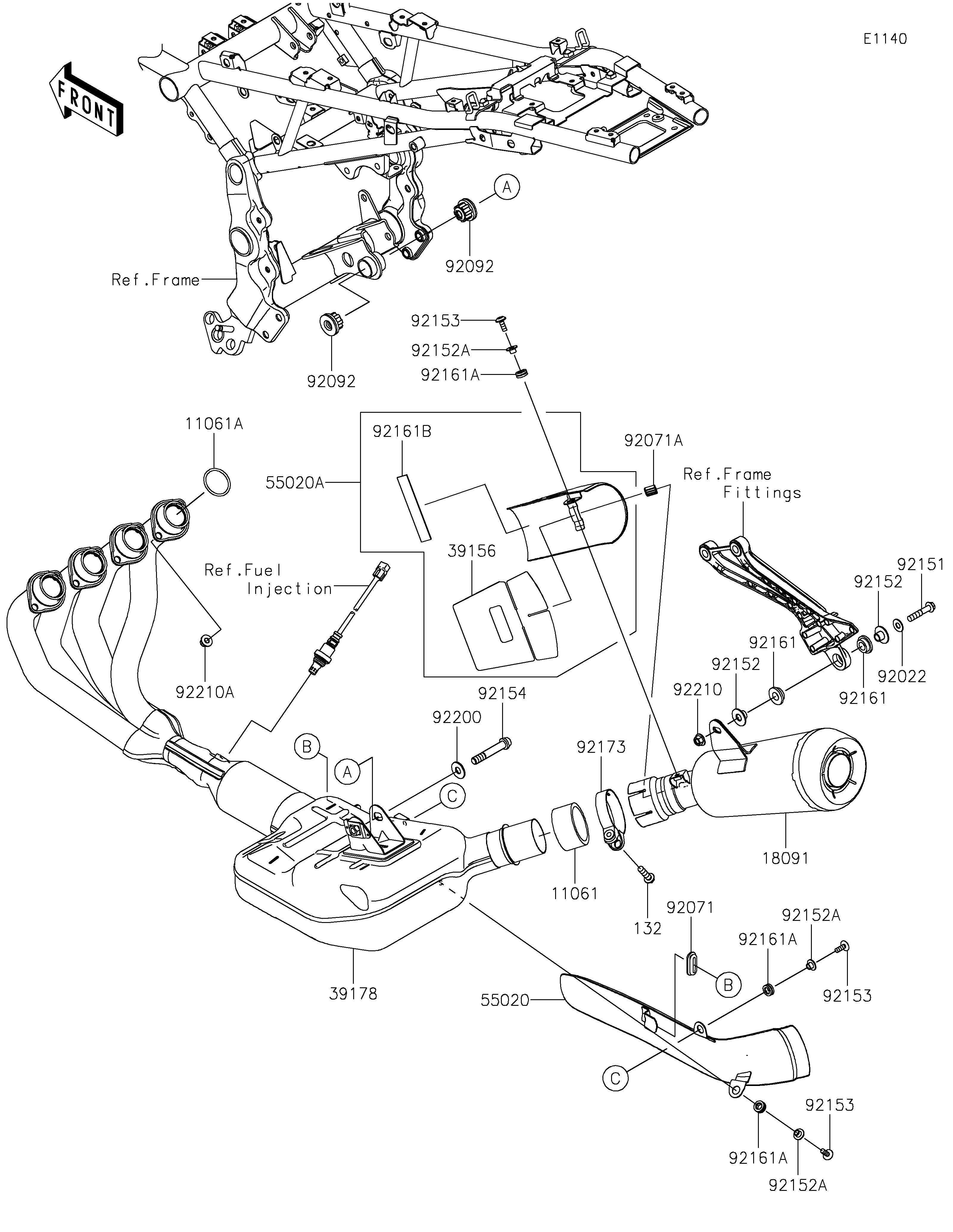 ECHAPPEMENT POUR Z900RS ZR900KNFBB BLEU 2022