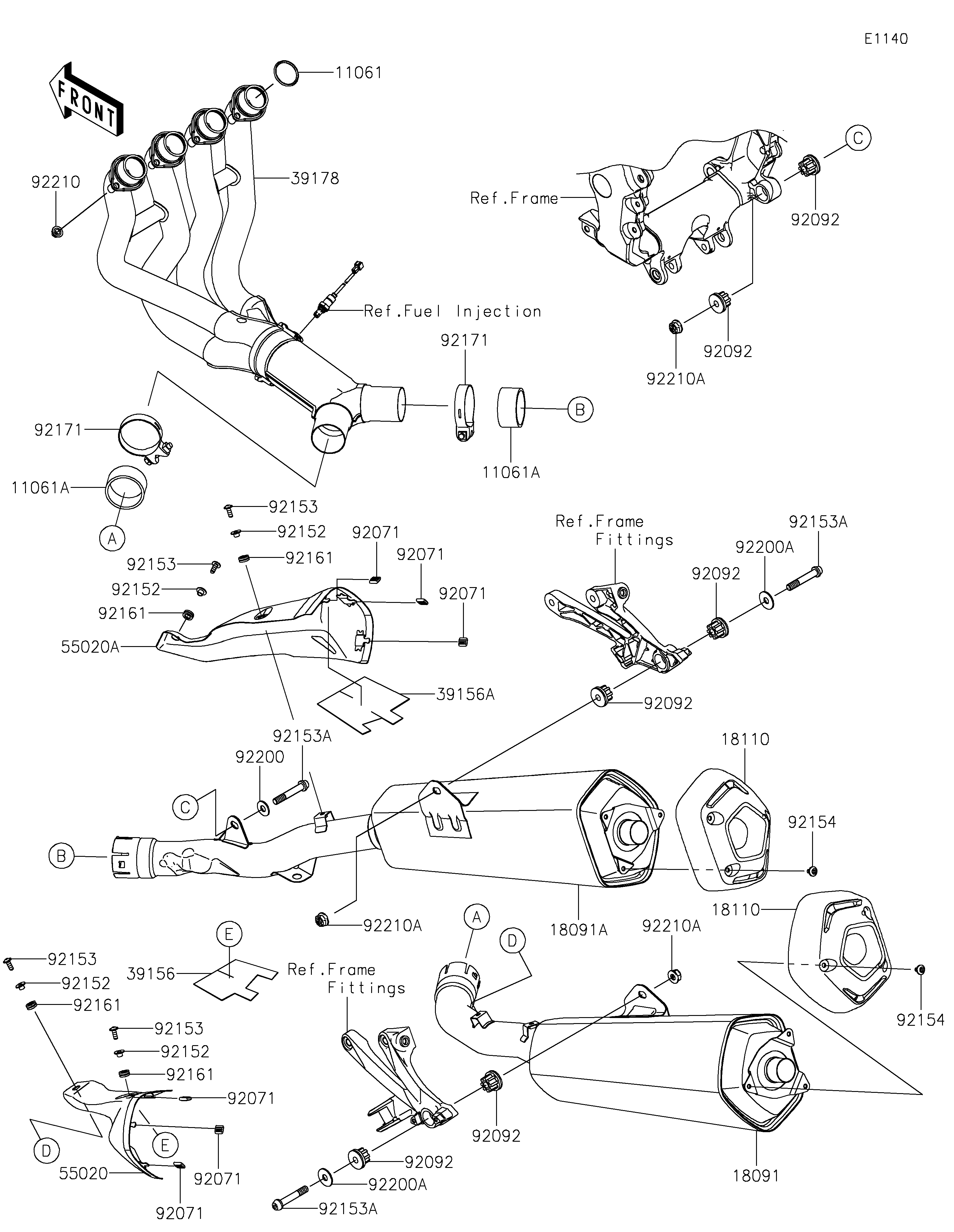 ECHAPPEMENT POUR ZZR1400 ZX1400HLF NOIR 2020
