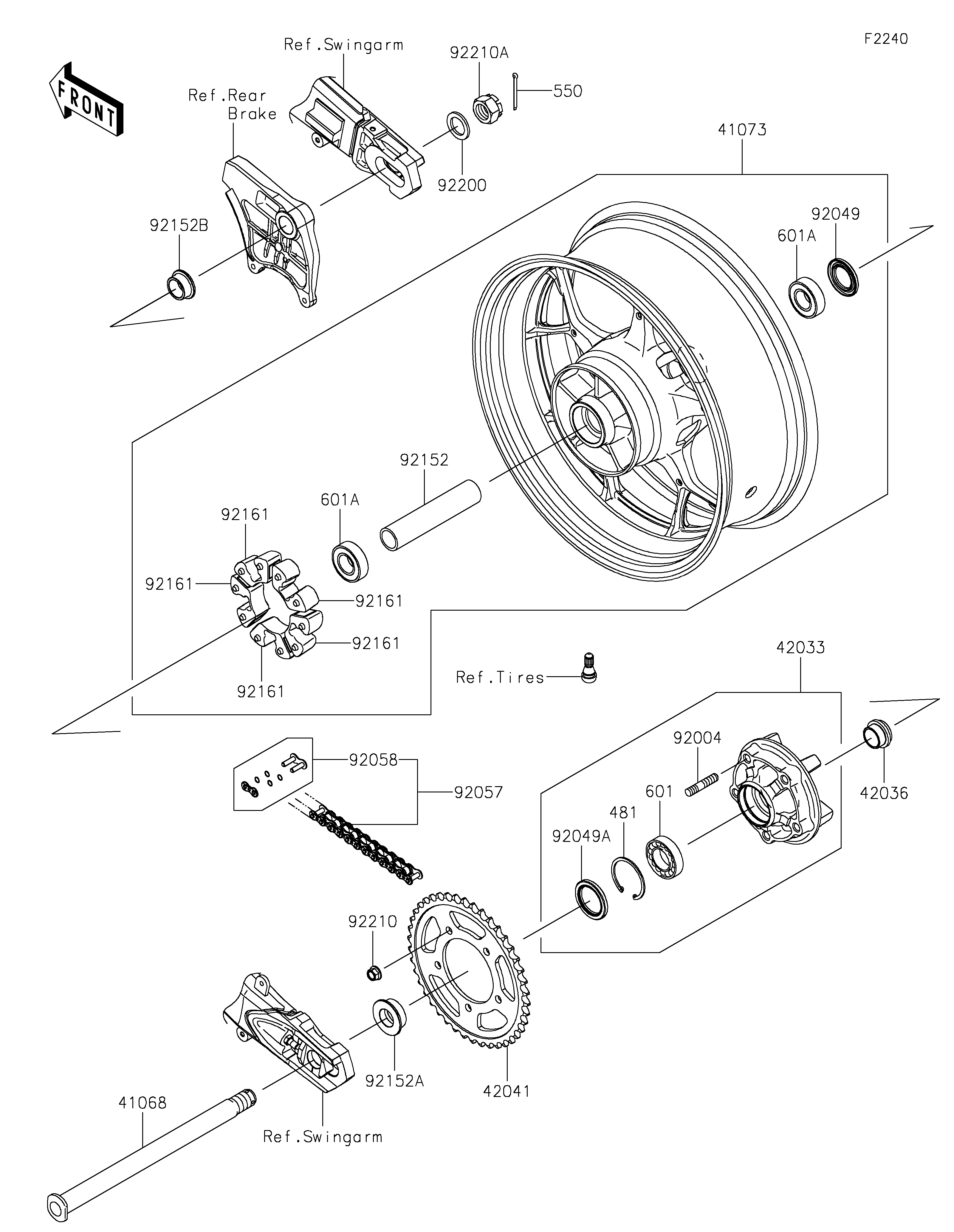 MOYEU ARRIERE POUR ZZR1400 ZX1400JMFNN NOIR 2021
