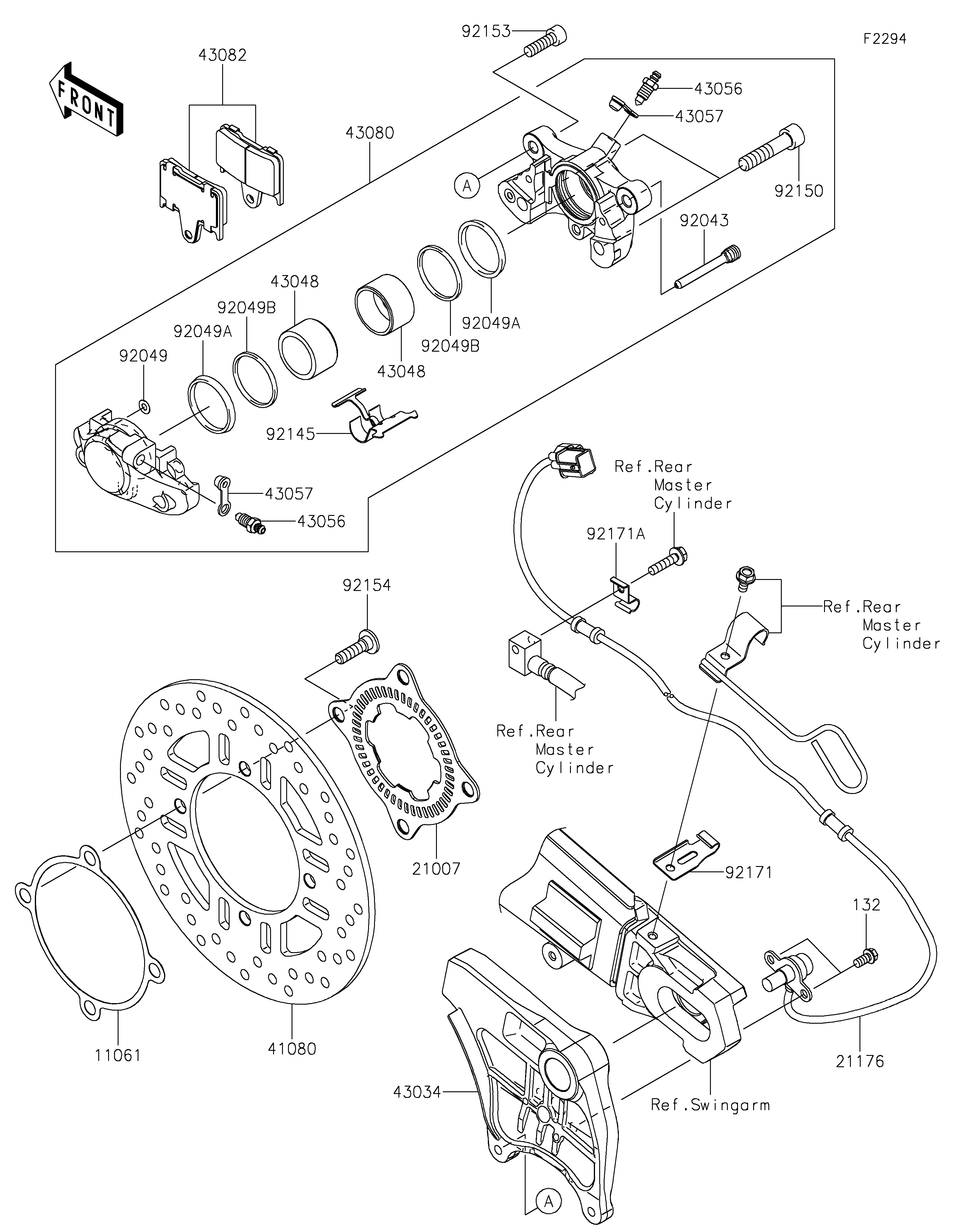 FREIN ARRIERE POUR ZZR1400 ZX1400JGF VERT 2016