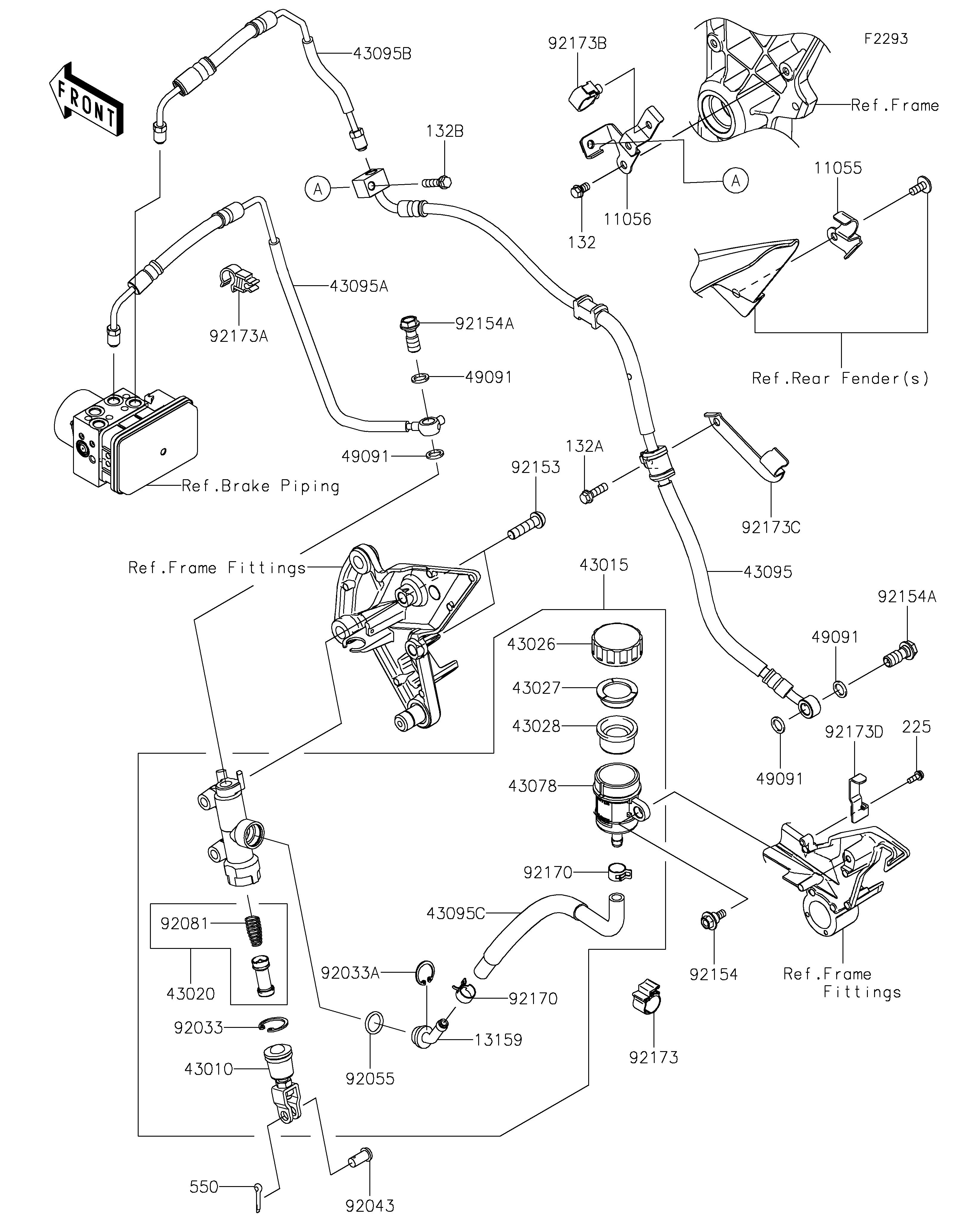 MAITRE CYLINDRE ARRIERE POUR Z1000 R EDITION ZR1000JNFNN GRIS 2022