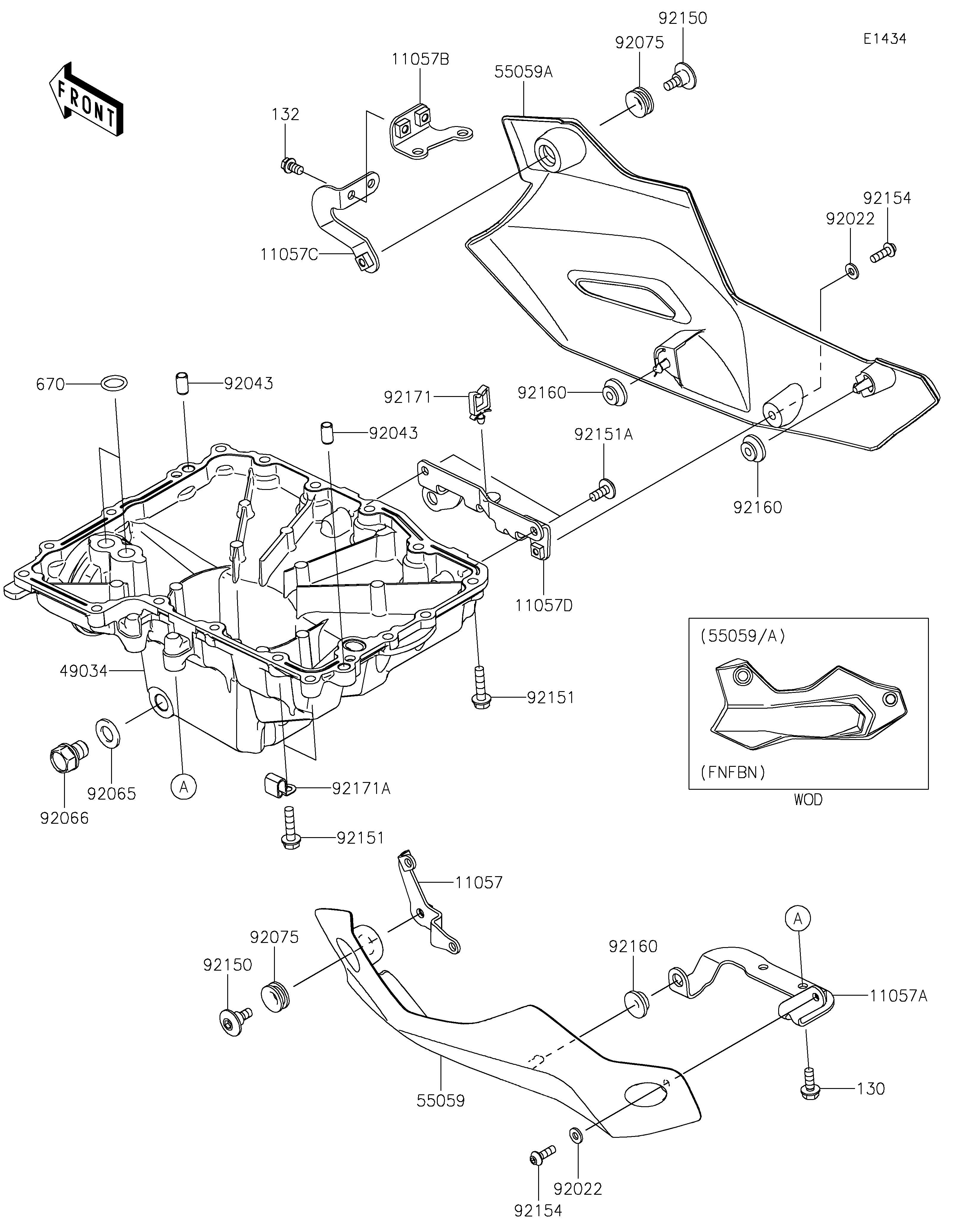 CARTER INFERIEUR POUR Z900 ZR900FNFBN BLANC 2022