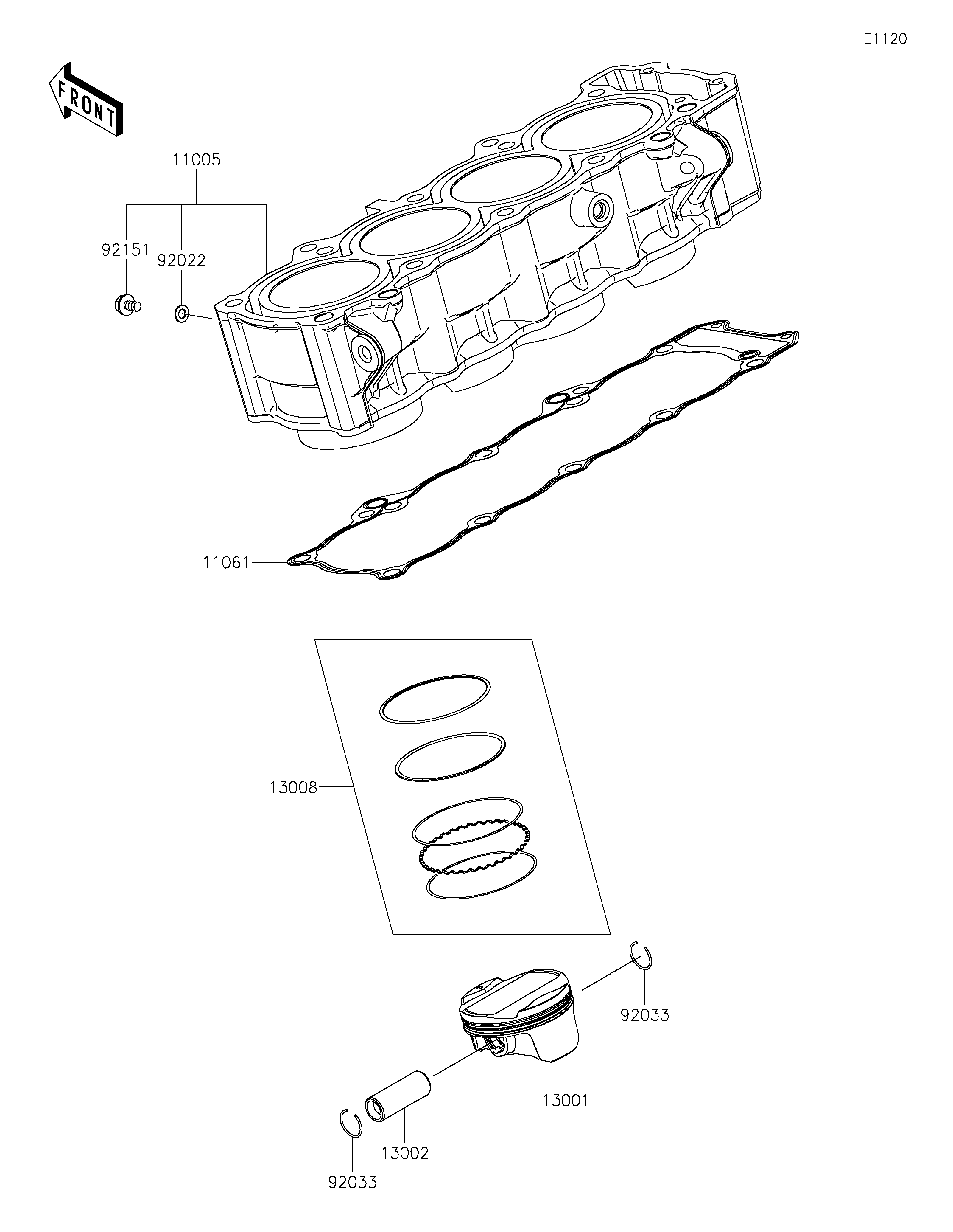 CYLINDREPISTON POUR Z900 ZR900DJF GRIS 2018