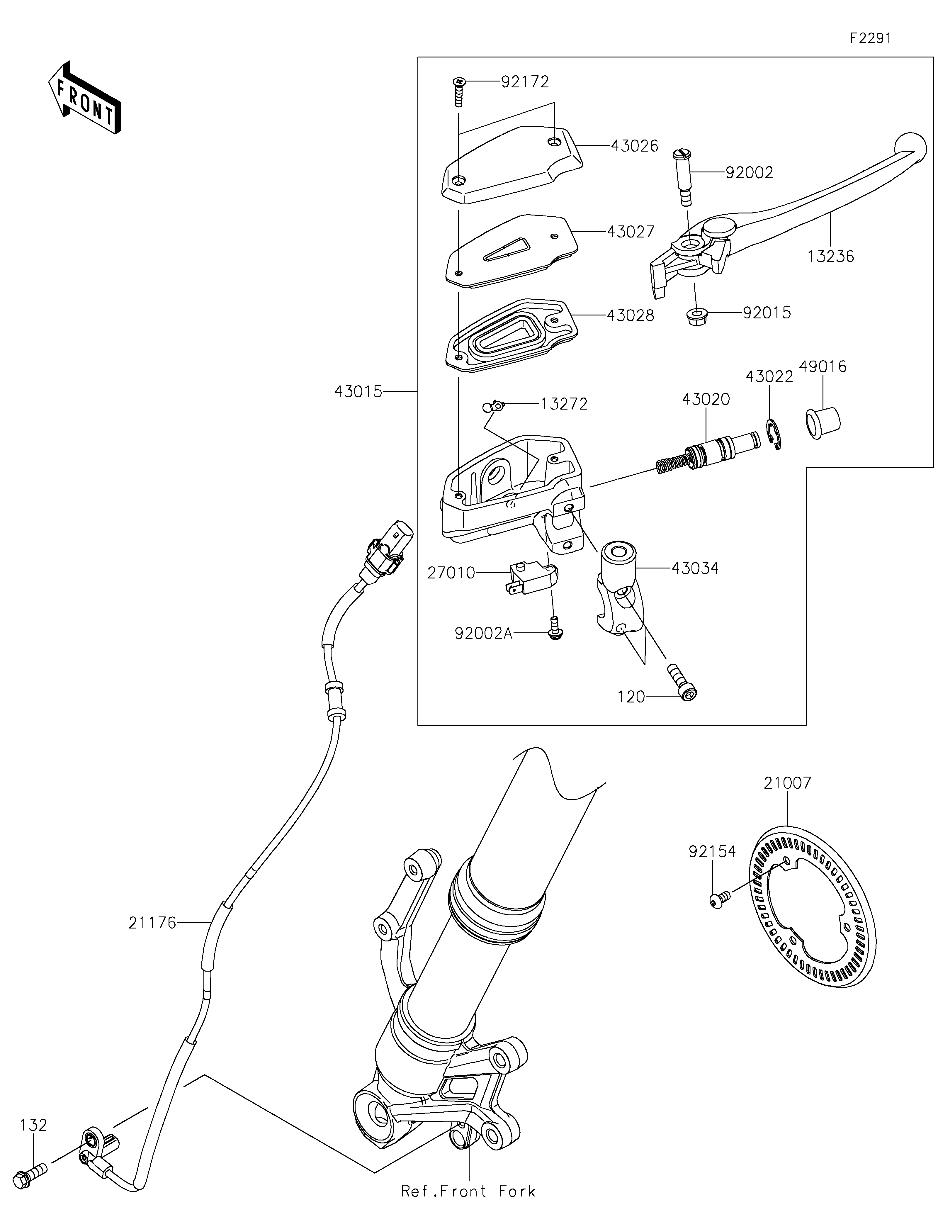 MAITRE CYLINDRE AV POUR Z900 ZR900FLF BLANC 2020
