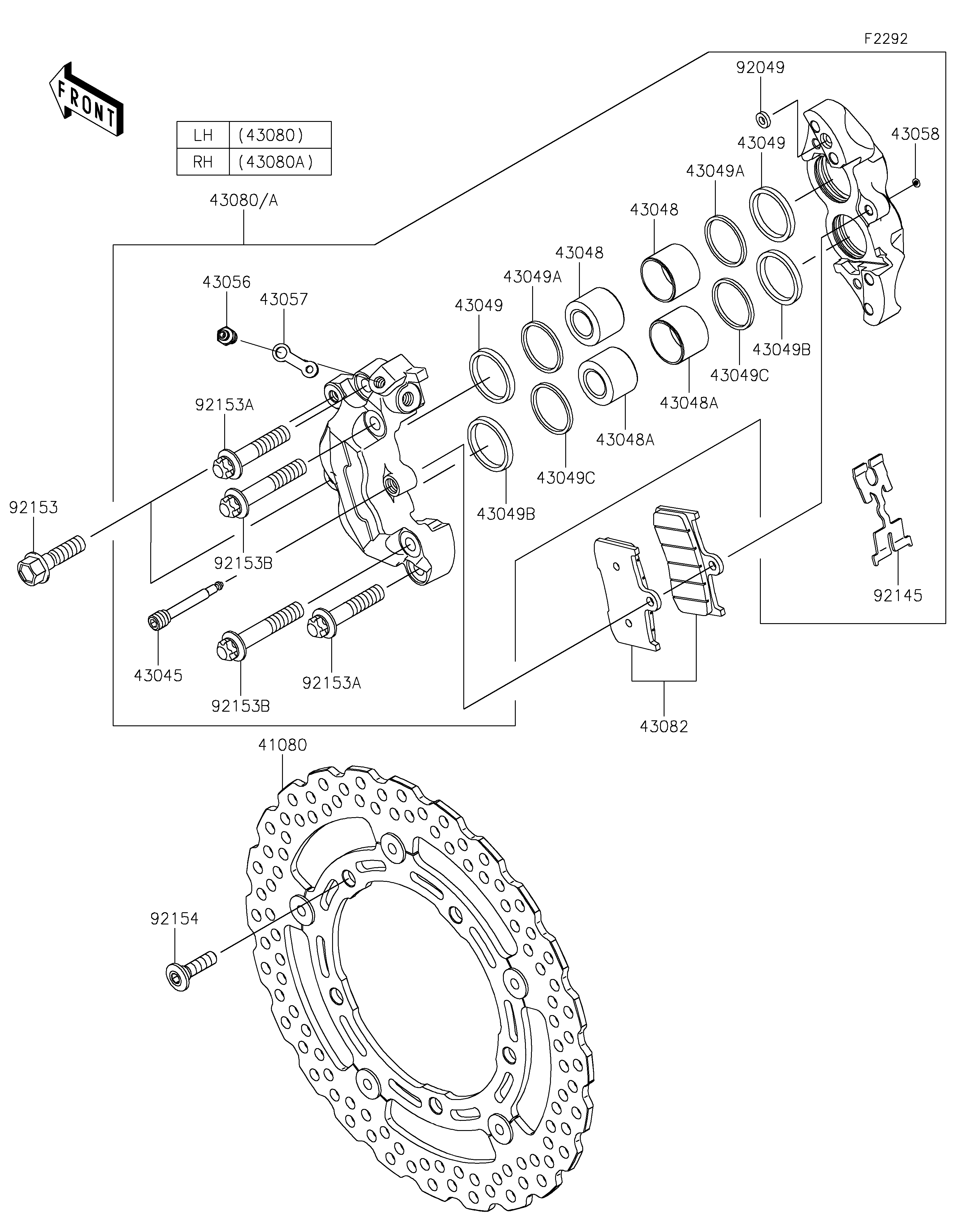 FREIN AVANT POUR Z900 ZR900FLF BLANC 2020