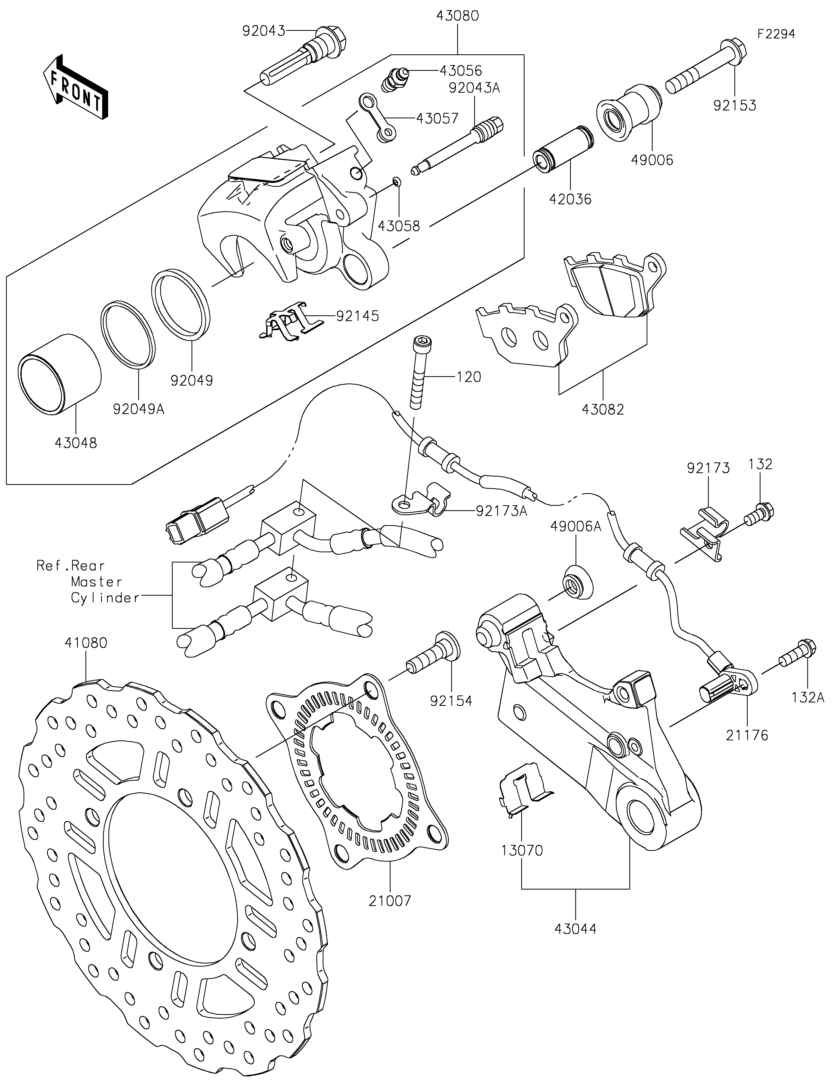 FREIN ARRIERE POUR Z900 ZR900FLF BLANC 2020