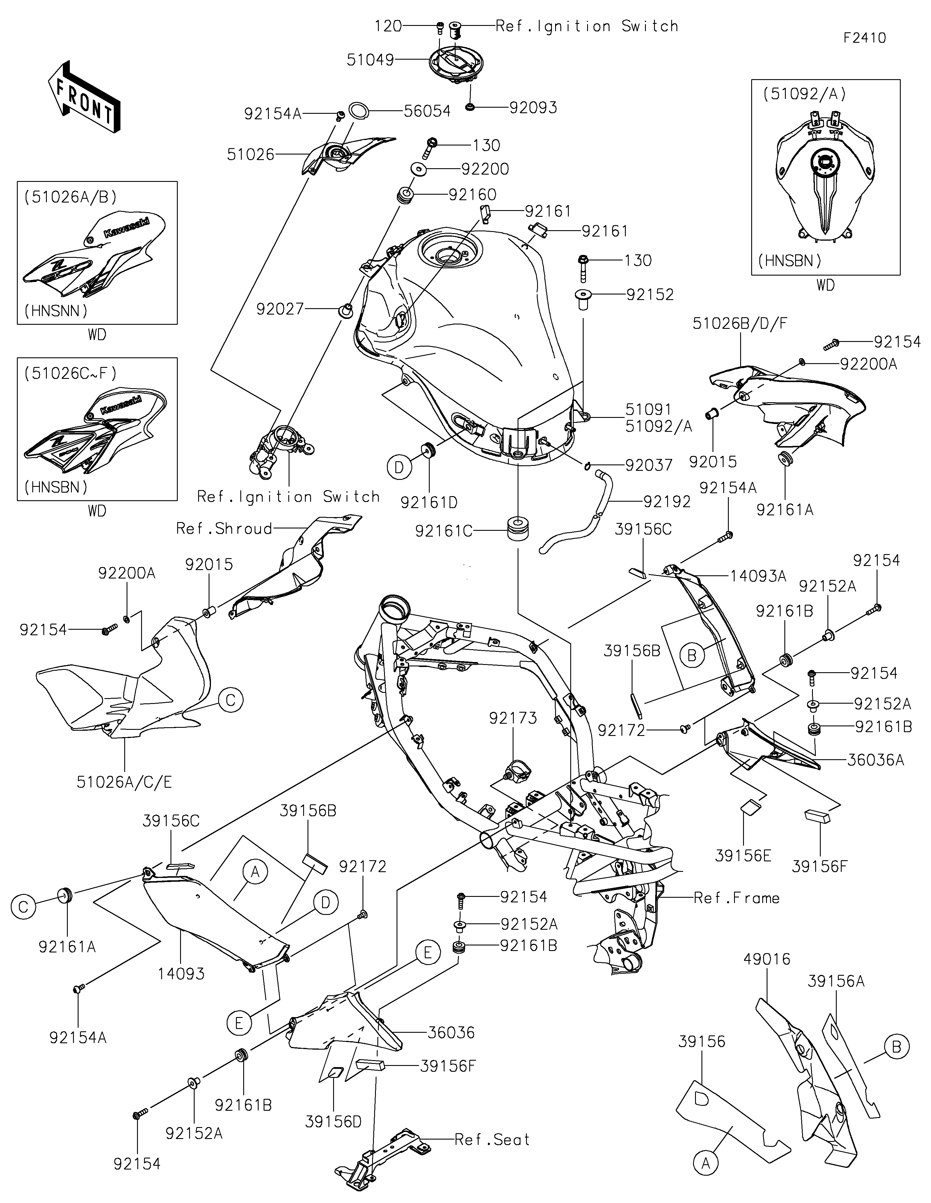 RESERVOIR CARBURANT POUR Z900 ZR900FNSBN BLANC 2022