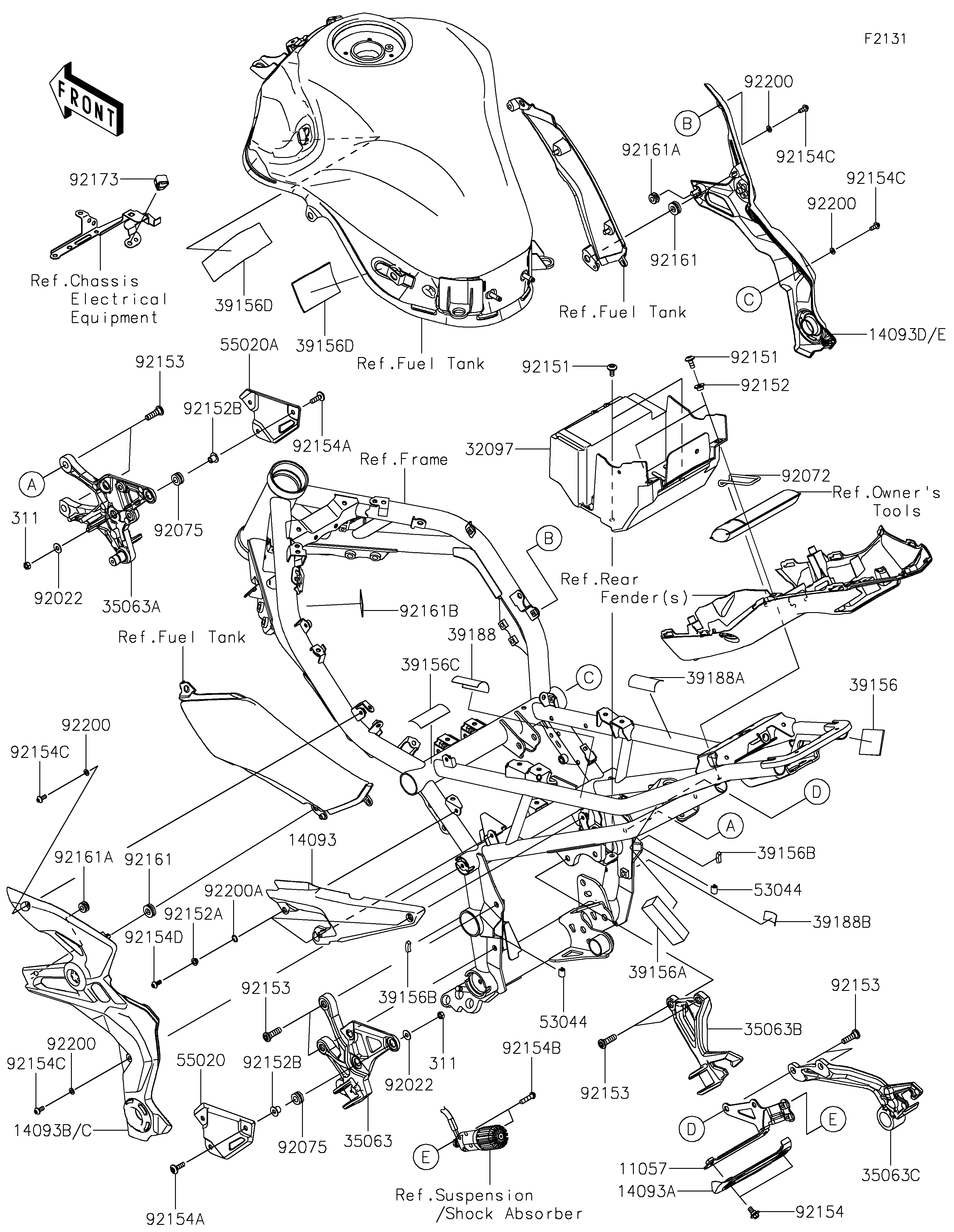 PIECE DE CADRE COUVERTURE POUR Z900 SE ZR900MNFNN NOIR 2022