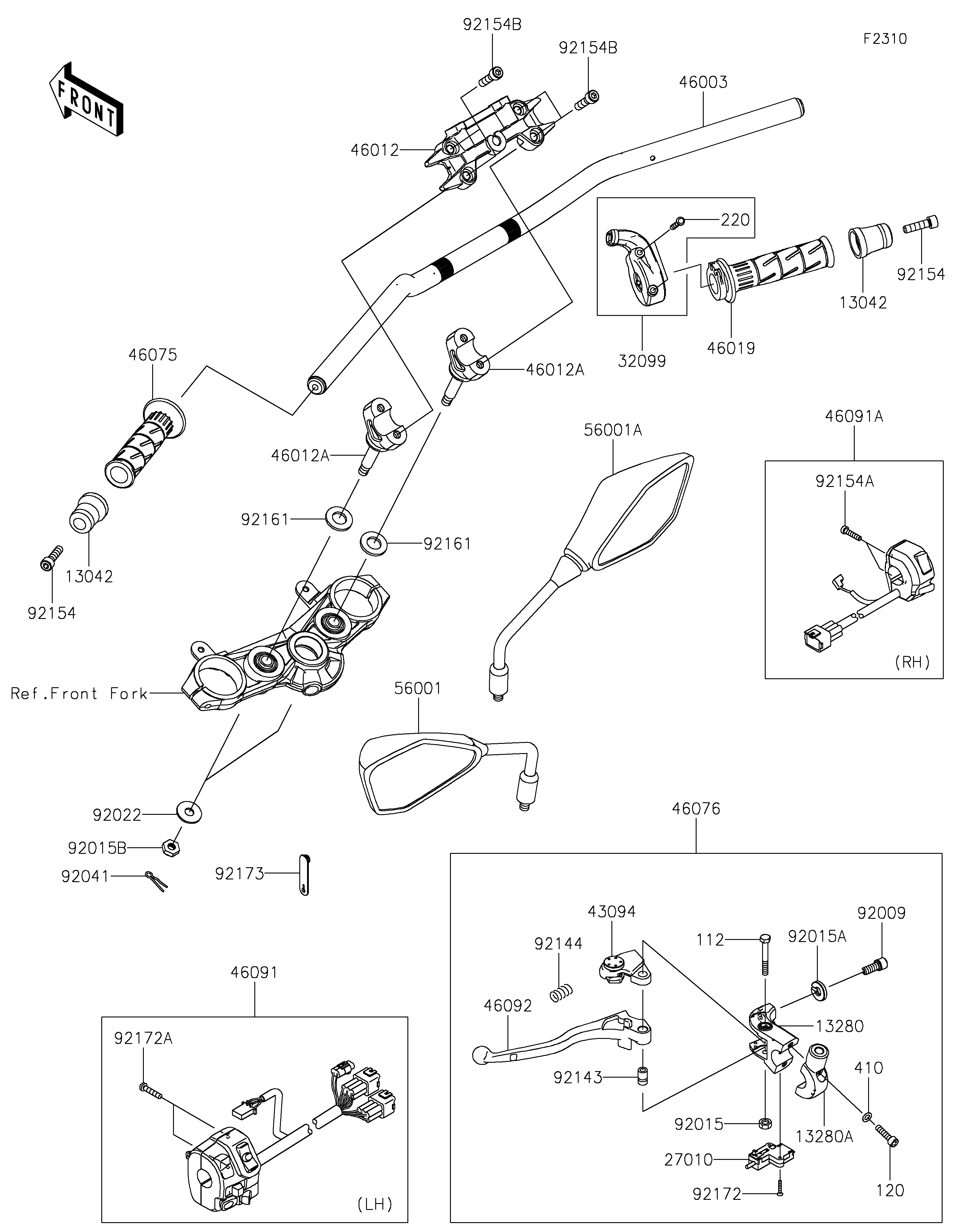 GUIDON POUR Z900 SE ZR900MPSNN NOIR 2023