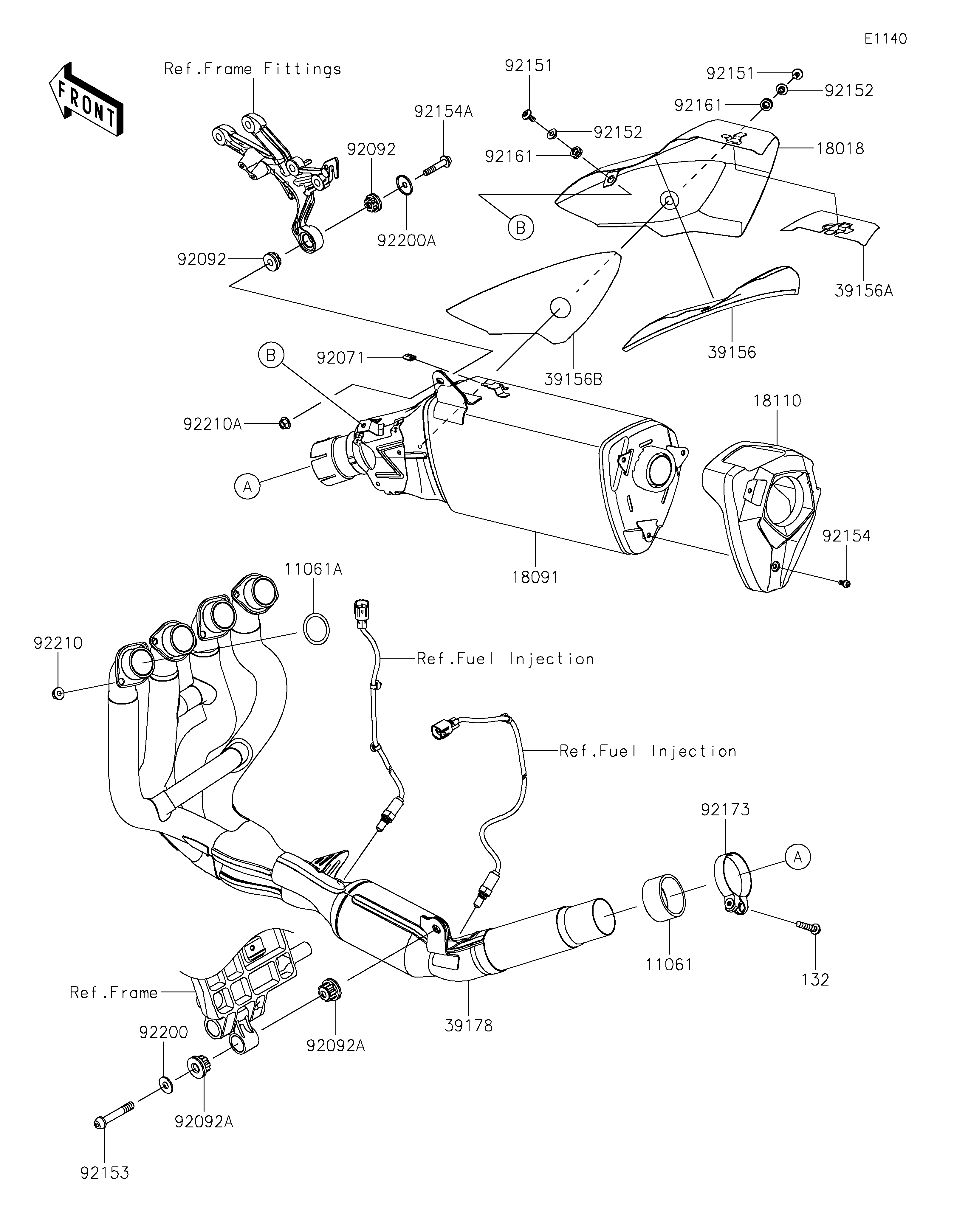 ECHAPPEMENT POUR NINJA H2 SX SE ZX1002RPFNN VERT MAT 2023