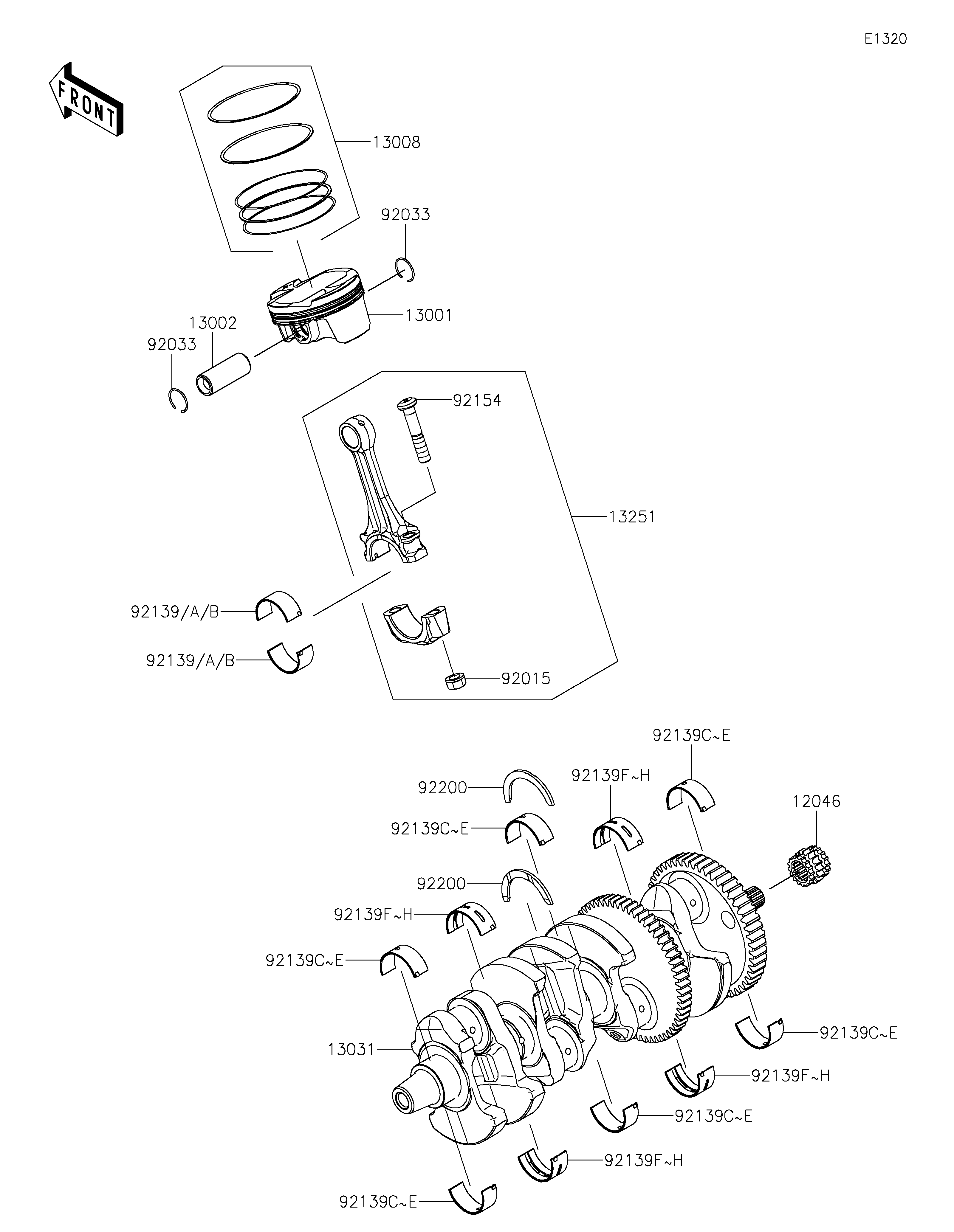 VILEBREQUINPISTON POUR Z H2 SE ZR1000LNFNN VERT MAT 2022