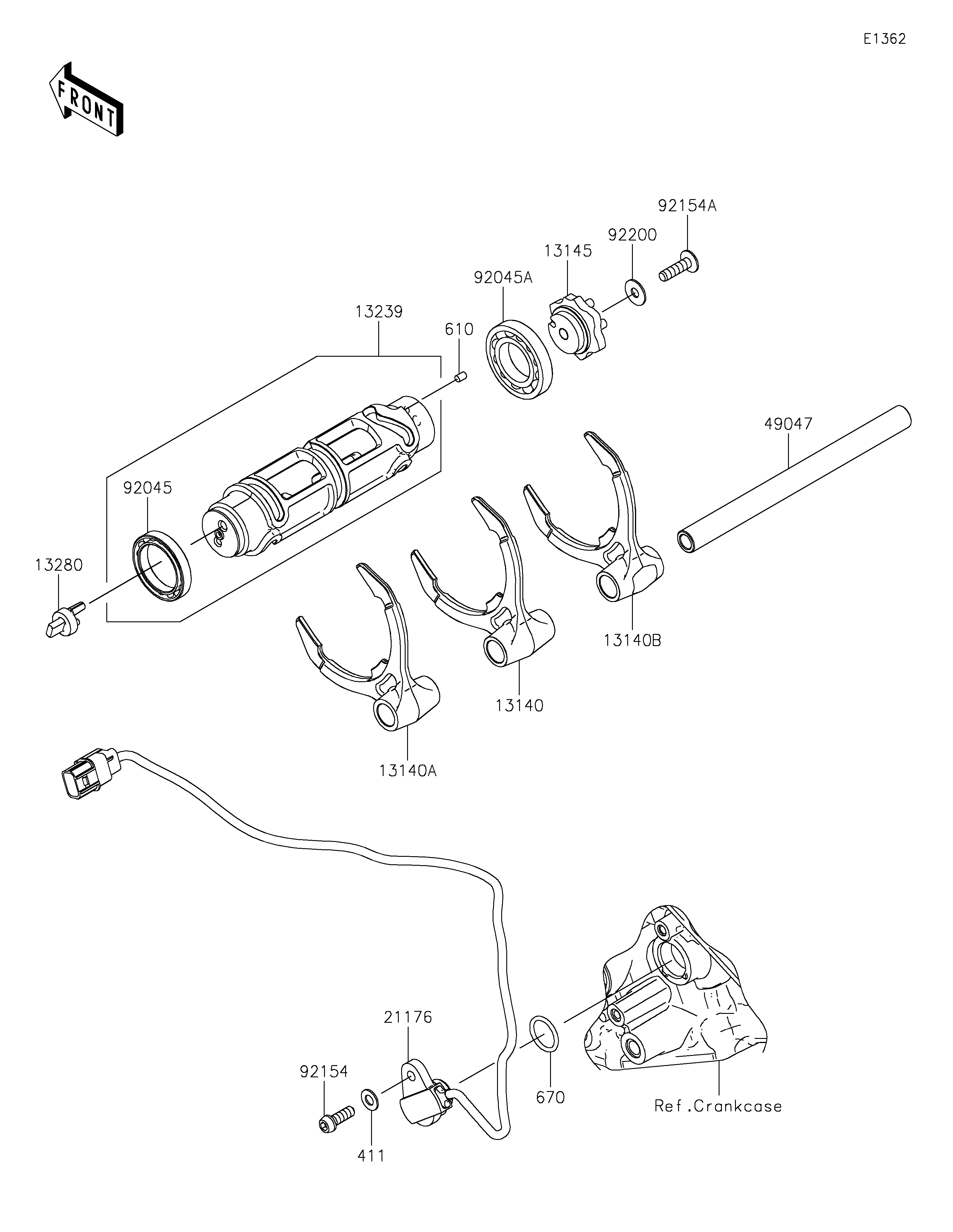 FOURCHETTEBARRILLET DE SELECTION POUR NINJA H2 SX SE ZX1002RNFNN VERT MAT 2022
