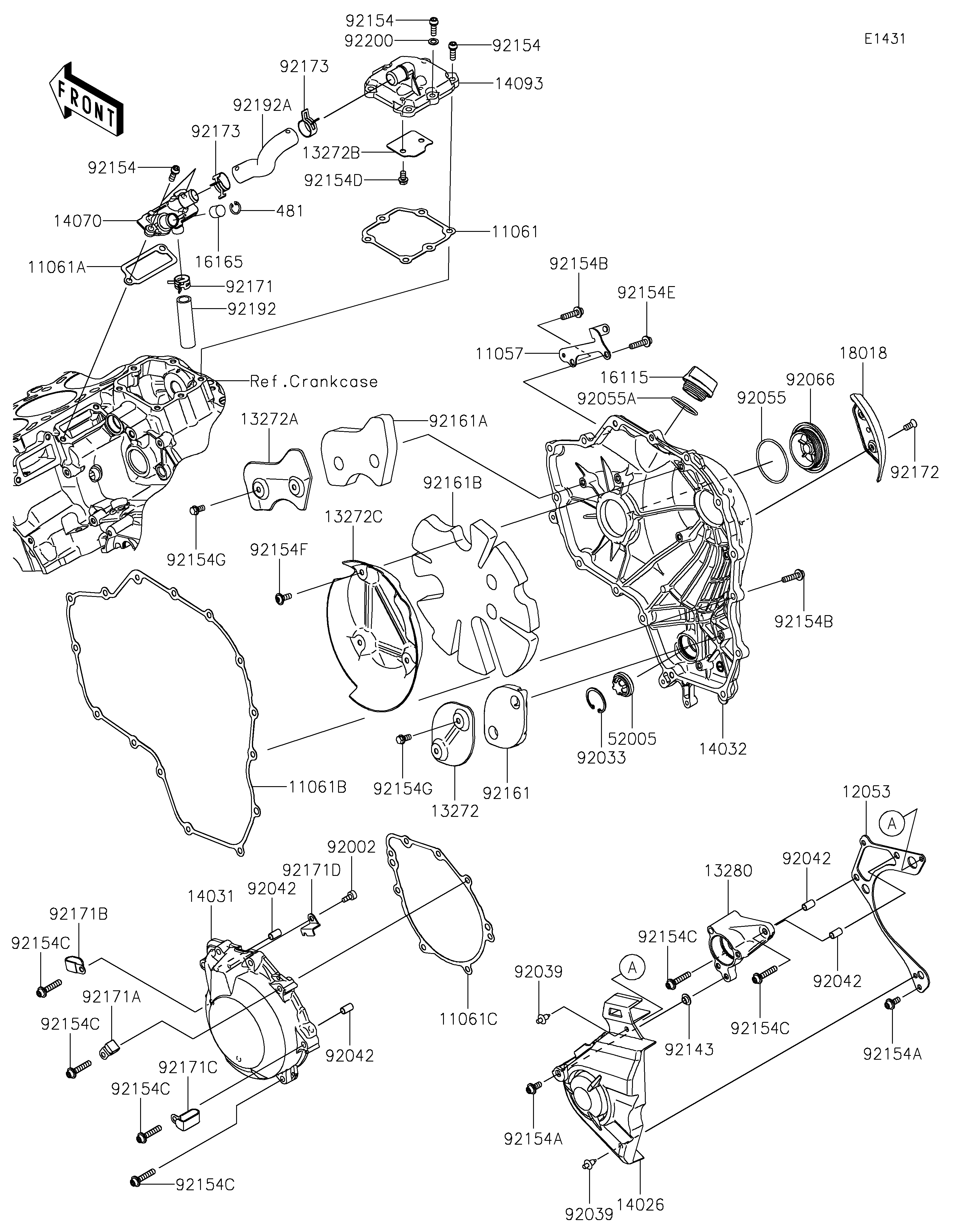 COUVERCLES MOTEUR POUR NINJA H2 SX SE ZX1002RNFNN VERT MAT 2022
