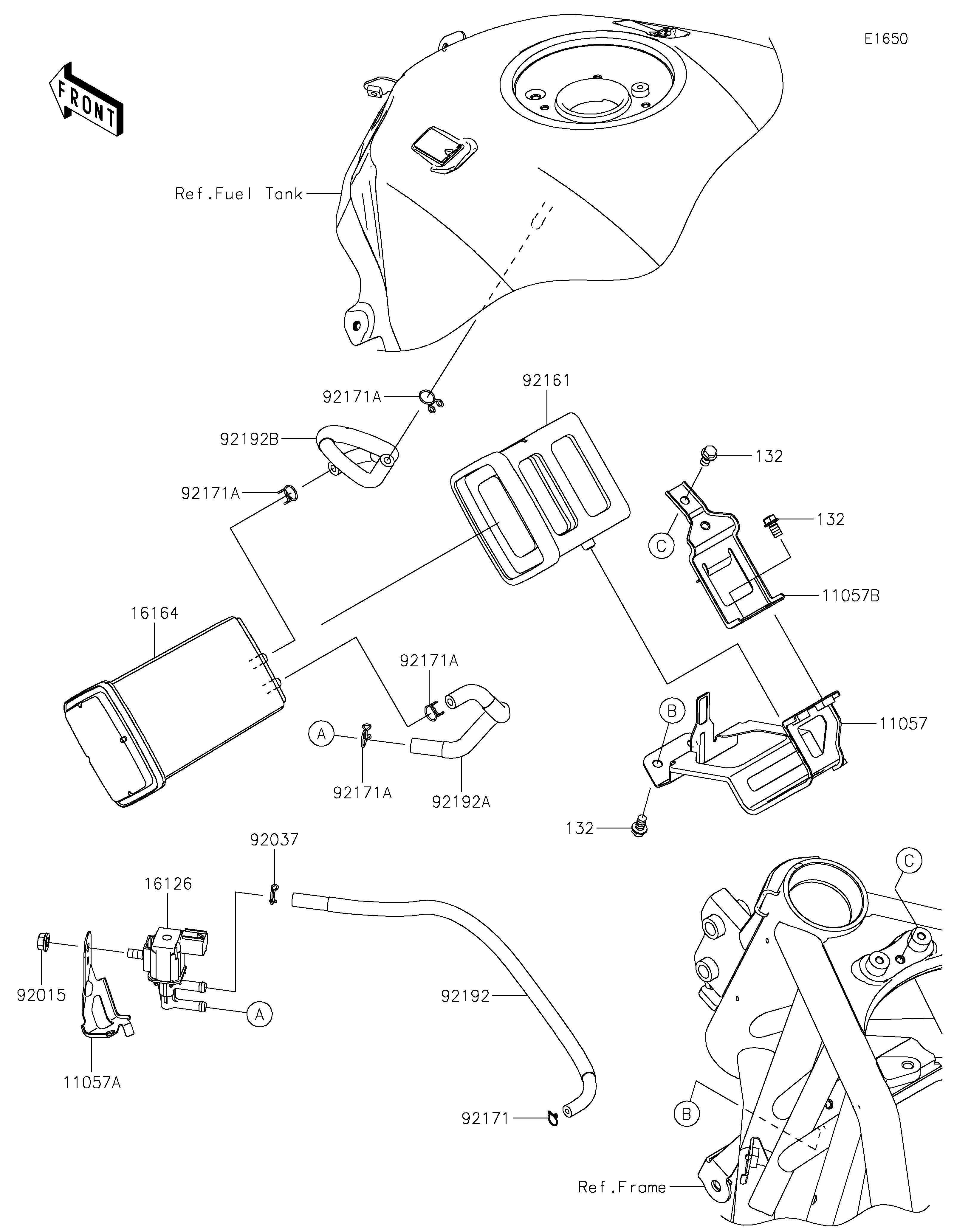 SYSTEME DEVAPORATION CARBURANT POUR NINJA H2 SX SE ZX1002RNFNN VERT MAT 2022