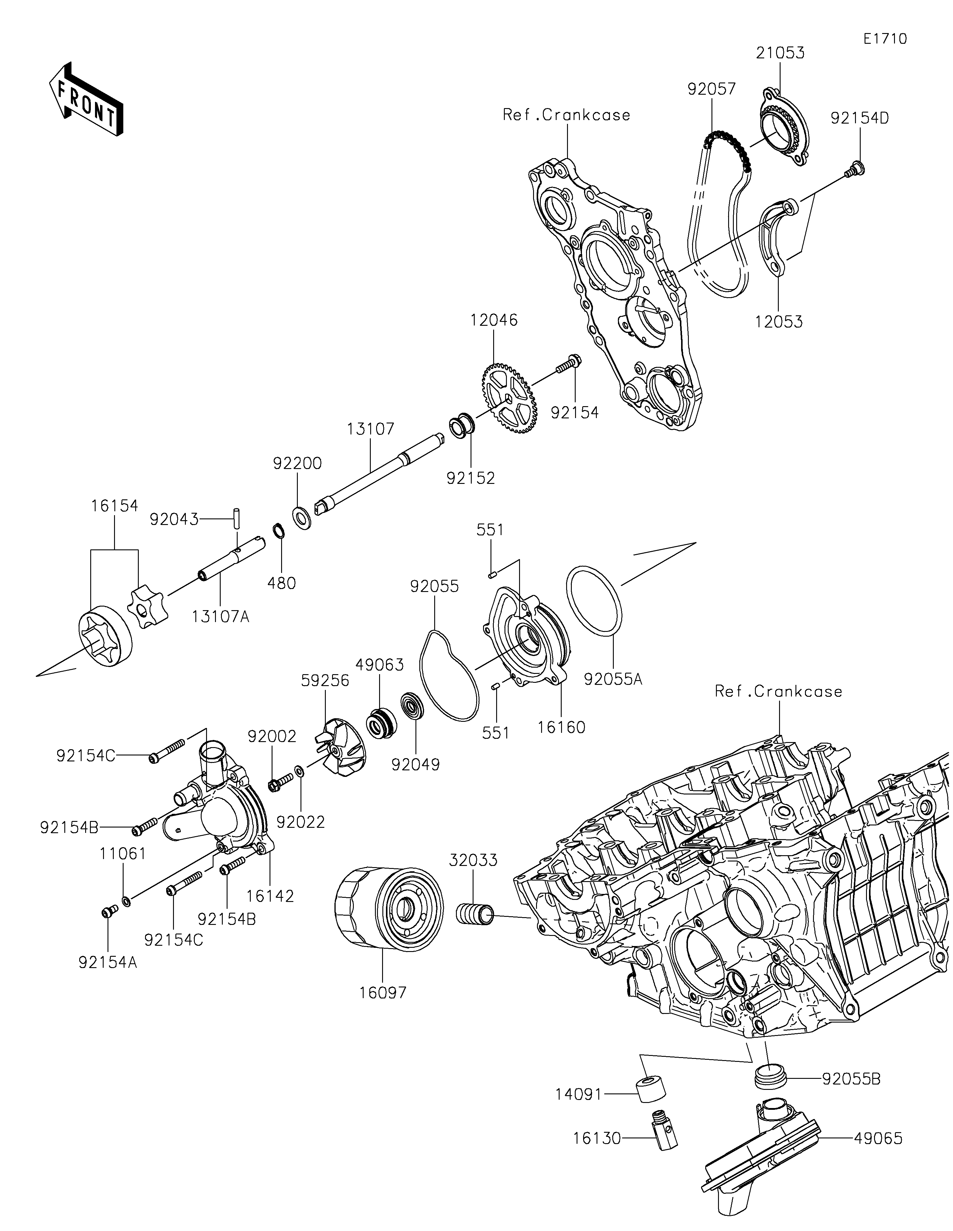 POMPE A HUILE POUR NINJA H2 SX SE ZX1002RNFNN VERT MAT 2022