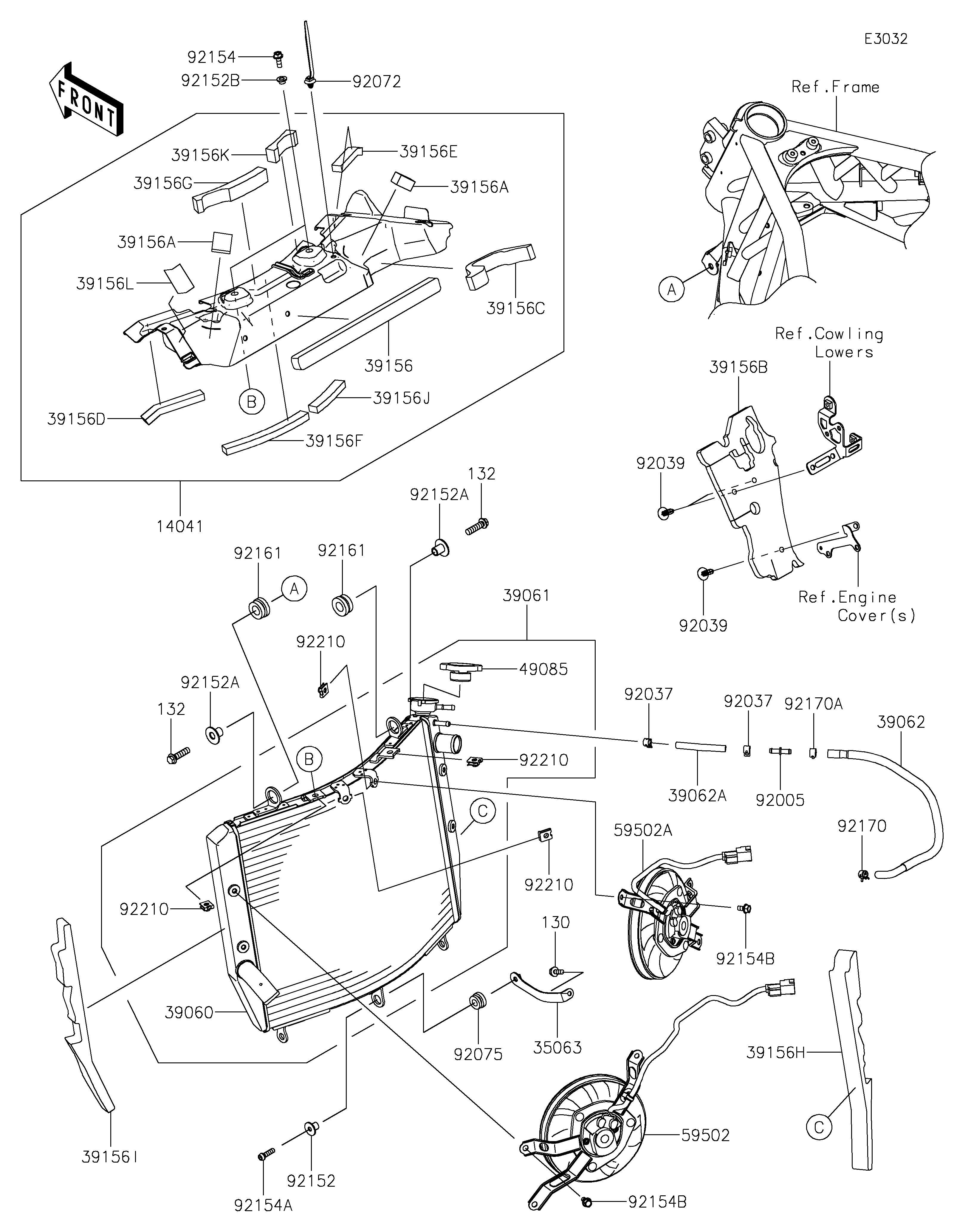 RADIATEUR POUR NINJA H2 SX SE ZX1002RNFNN VERT MAT 2022