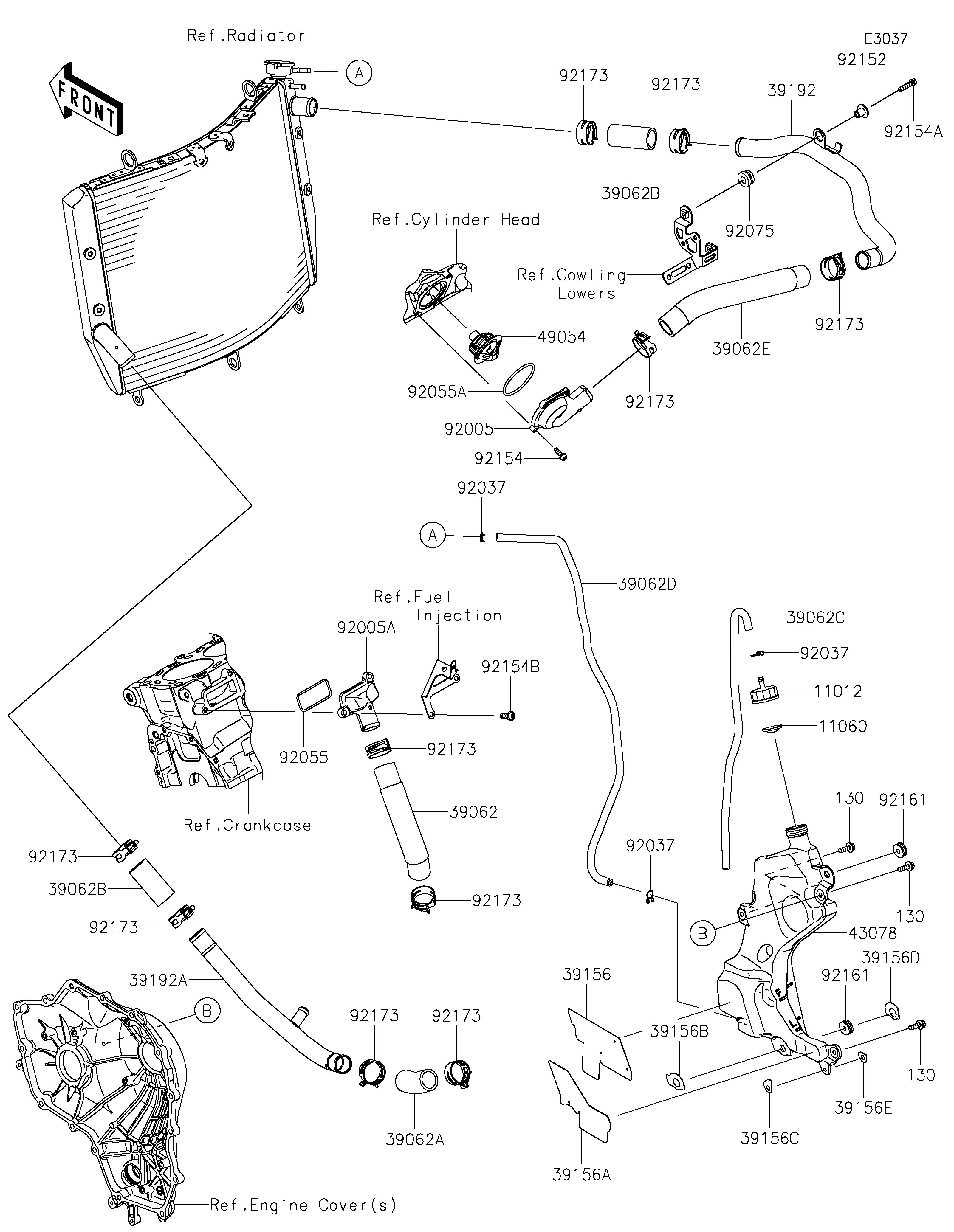 TUYAU DEAU POUR NINJA H2 SX SE ZX1002RNFNN VERT MAT 2022