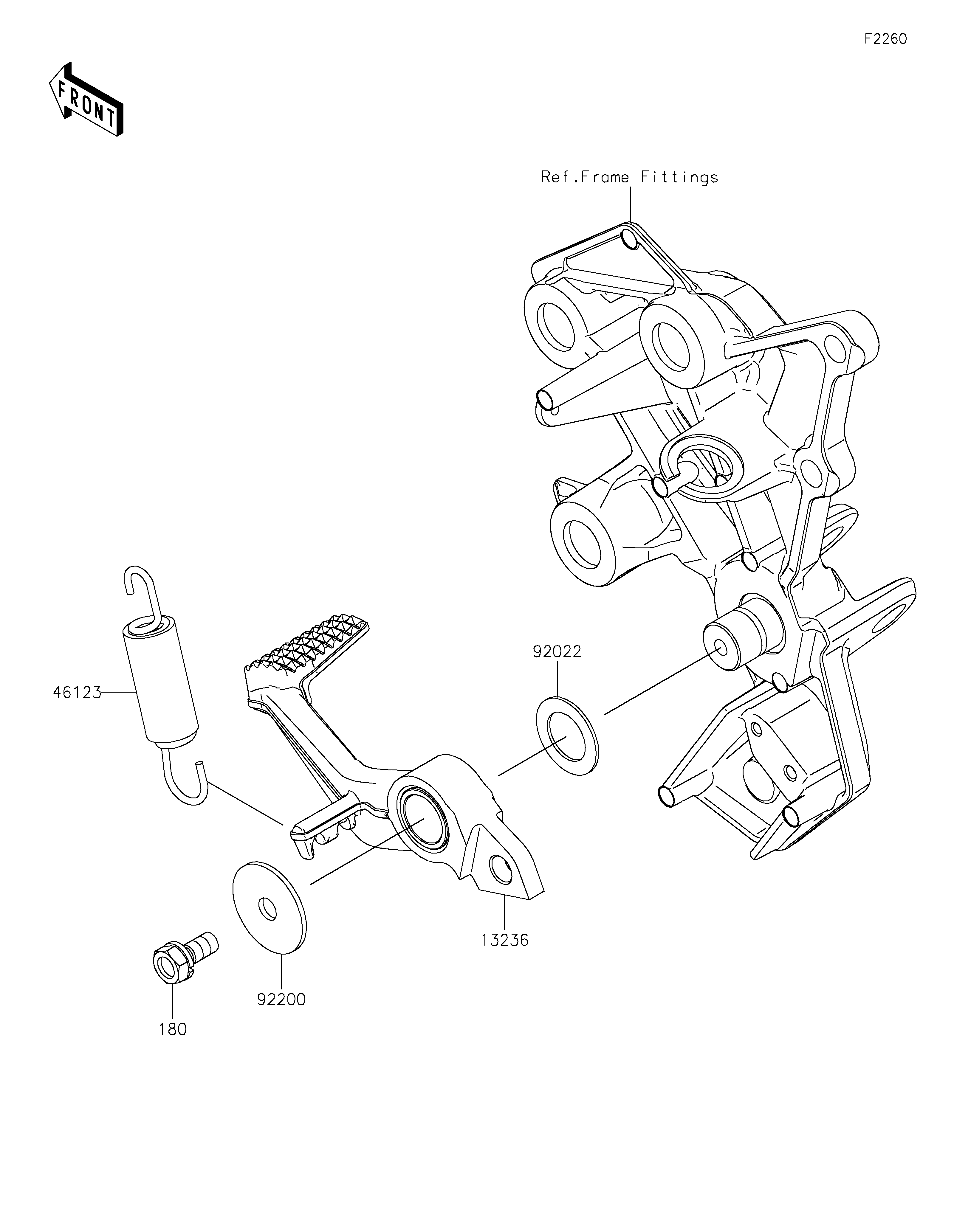 PEDALE DE FREIN POUR NINJA H2 SX SE ZX1002RNFNN VERT MAT 2022