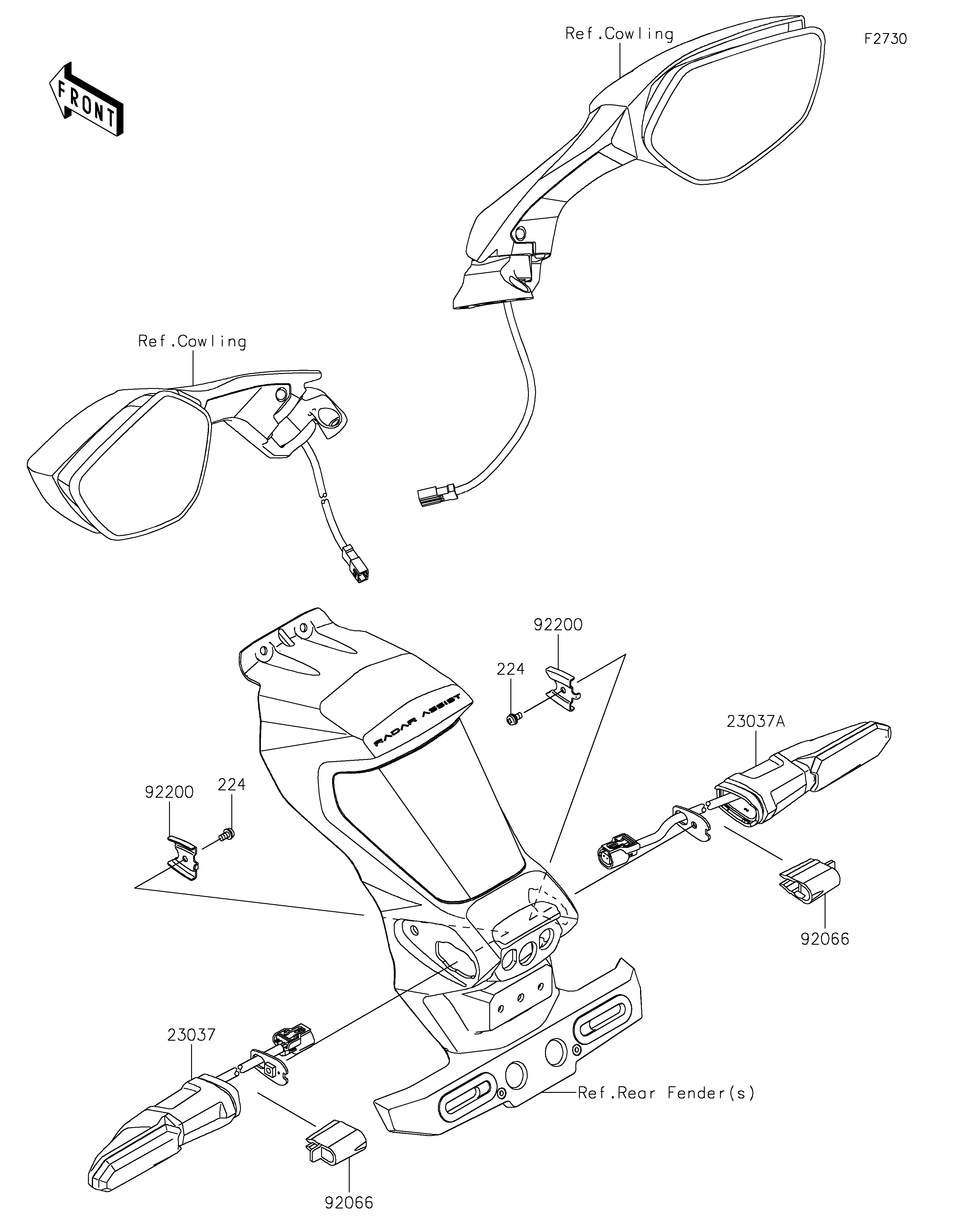 CLIGNOTANTS POUR NINJA ZX 10R ZX1002LNSAN NOIR 2022