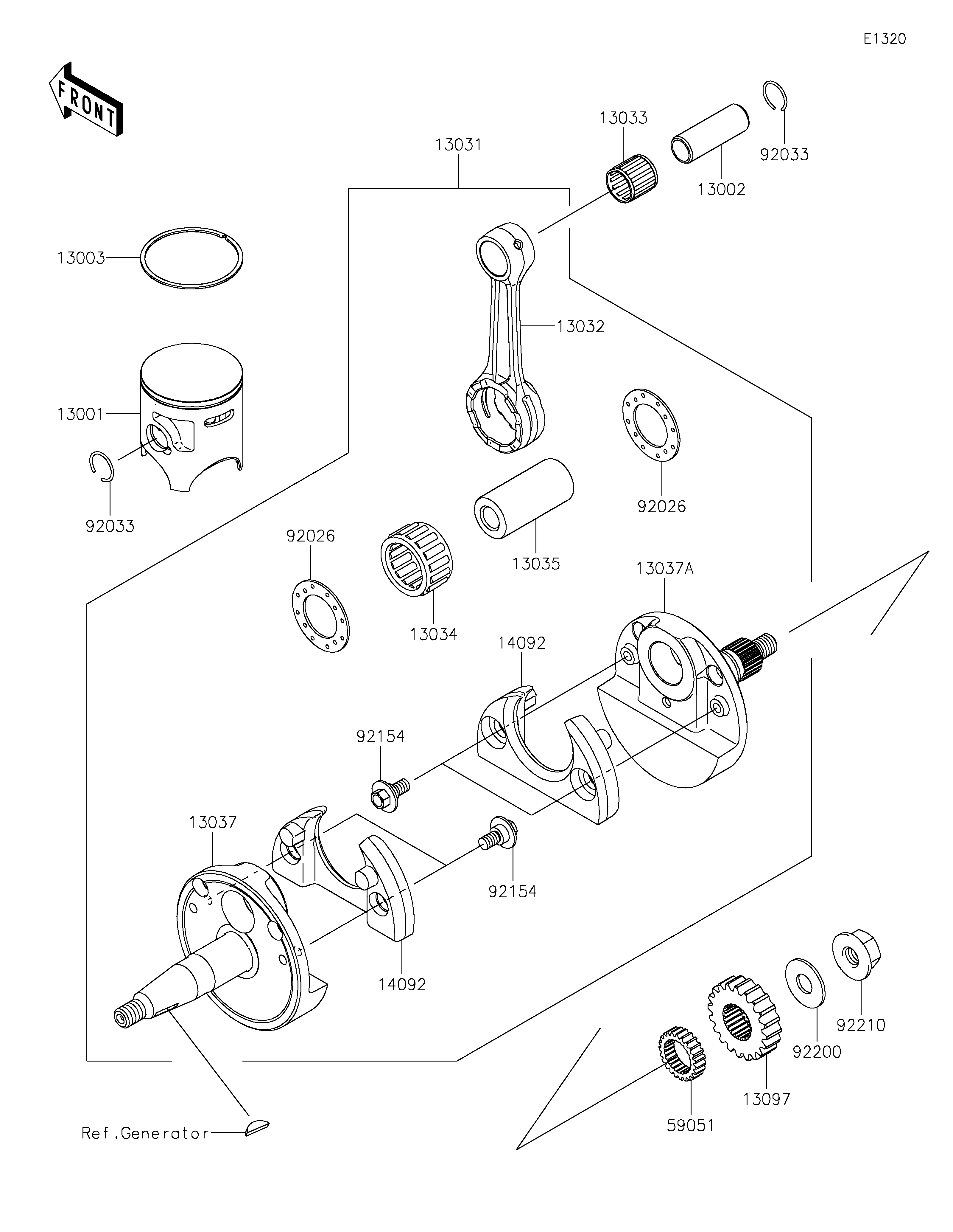 VILEBREQUINPISTON POUR KX85 KX85DNSNN VERT 2022 EUROPE