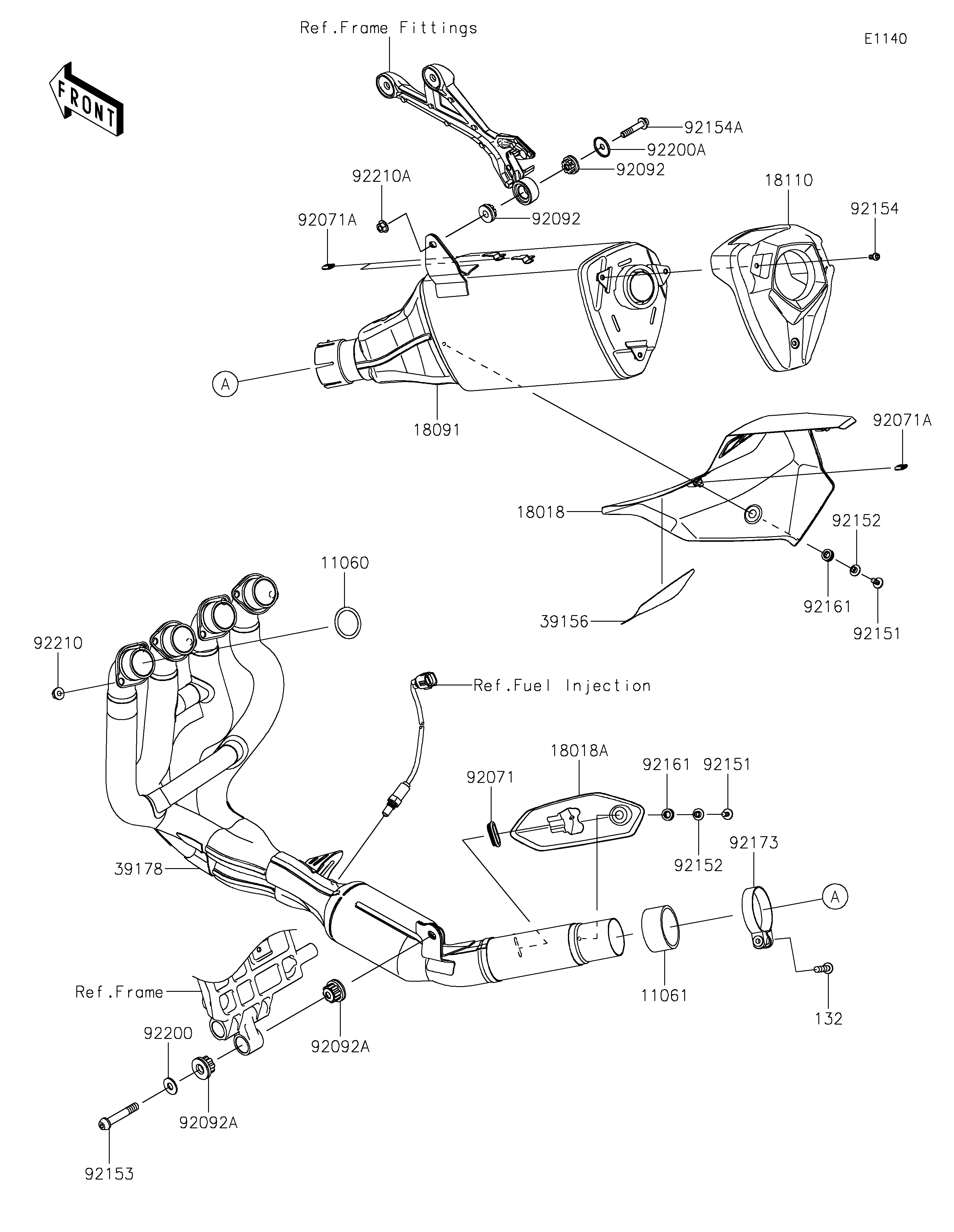 ECHAPPEMENT POUR Z H2 SE ZR1000LNFNN VERT MAT 2022