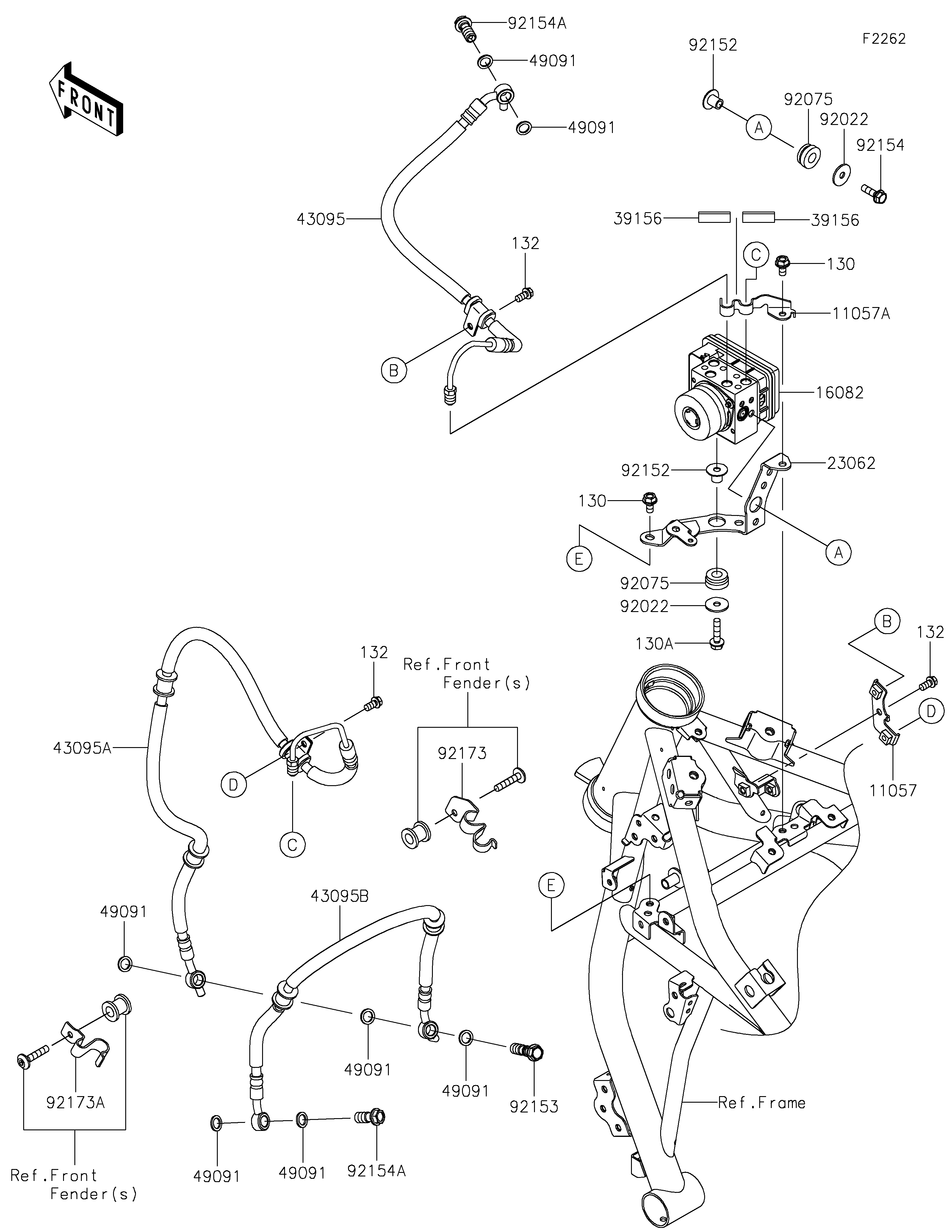 DURITE DE FREIN POUR Z650 ER650KLF VERT 2020