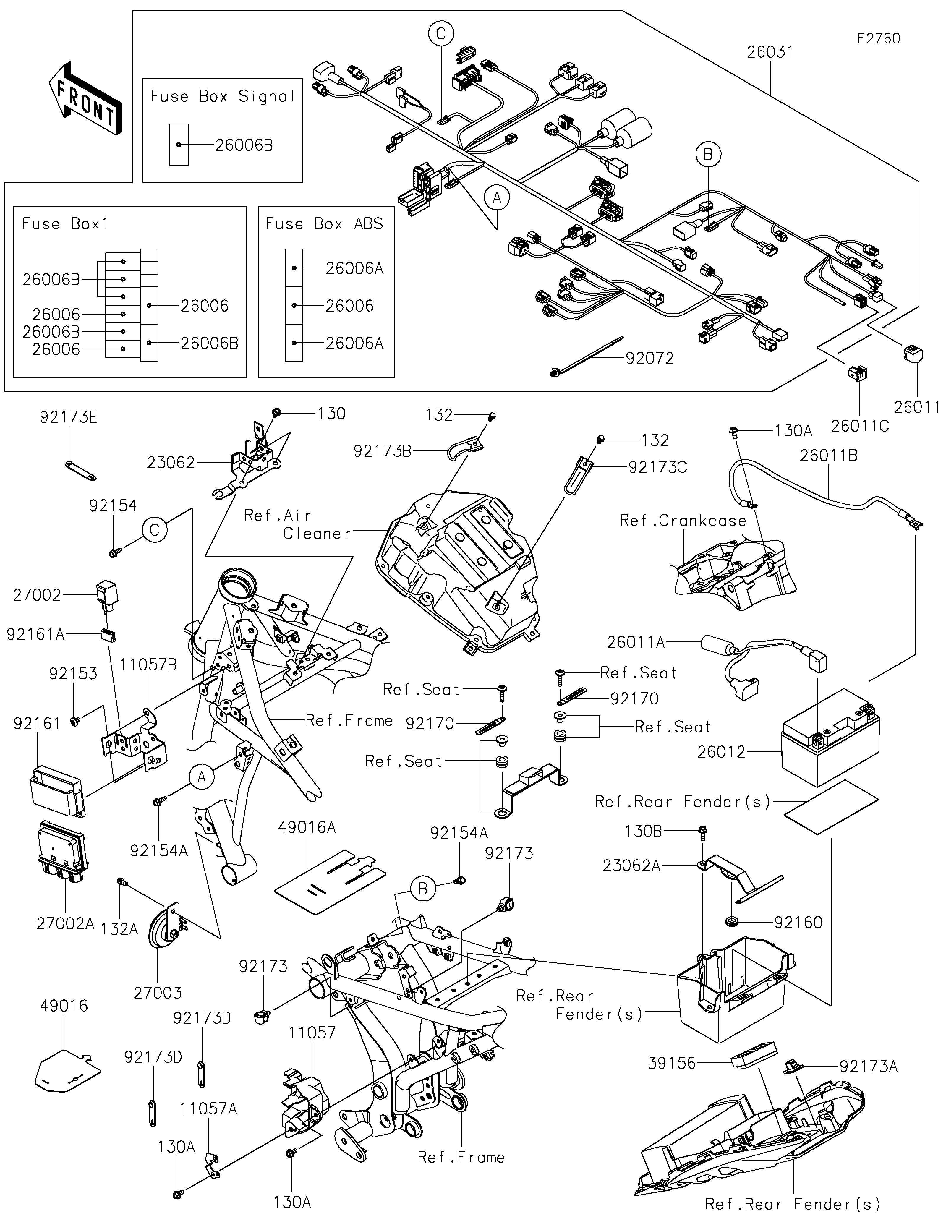 CHASSIS EQUIPMENT ELECTRIQUE POUR Z650 ER650KNSAN BLANC 2022