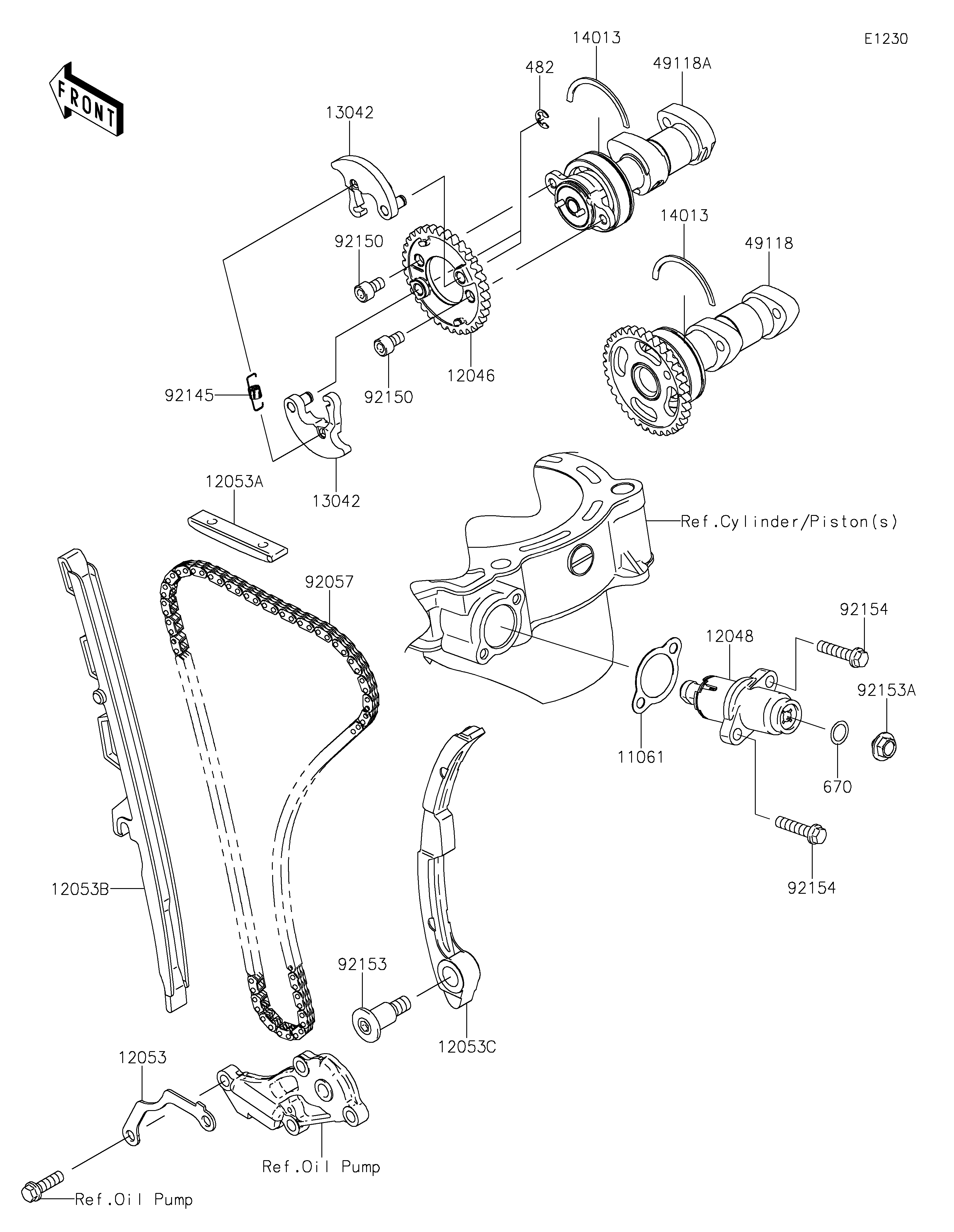 ARBRE A CAMETENDEUR POUR KLX450R KLX450ADF VERT 2013 EUROPE