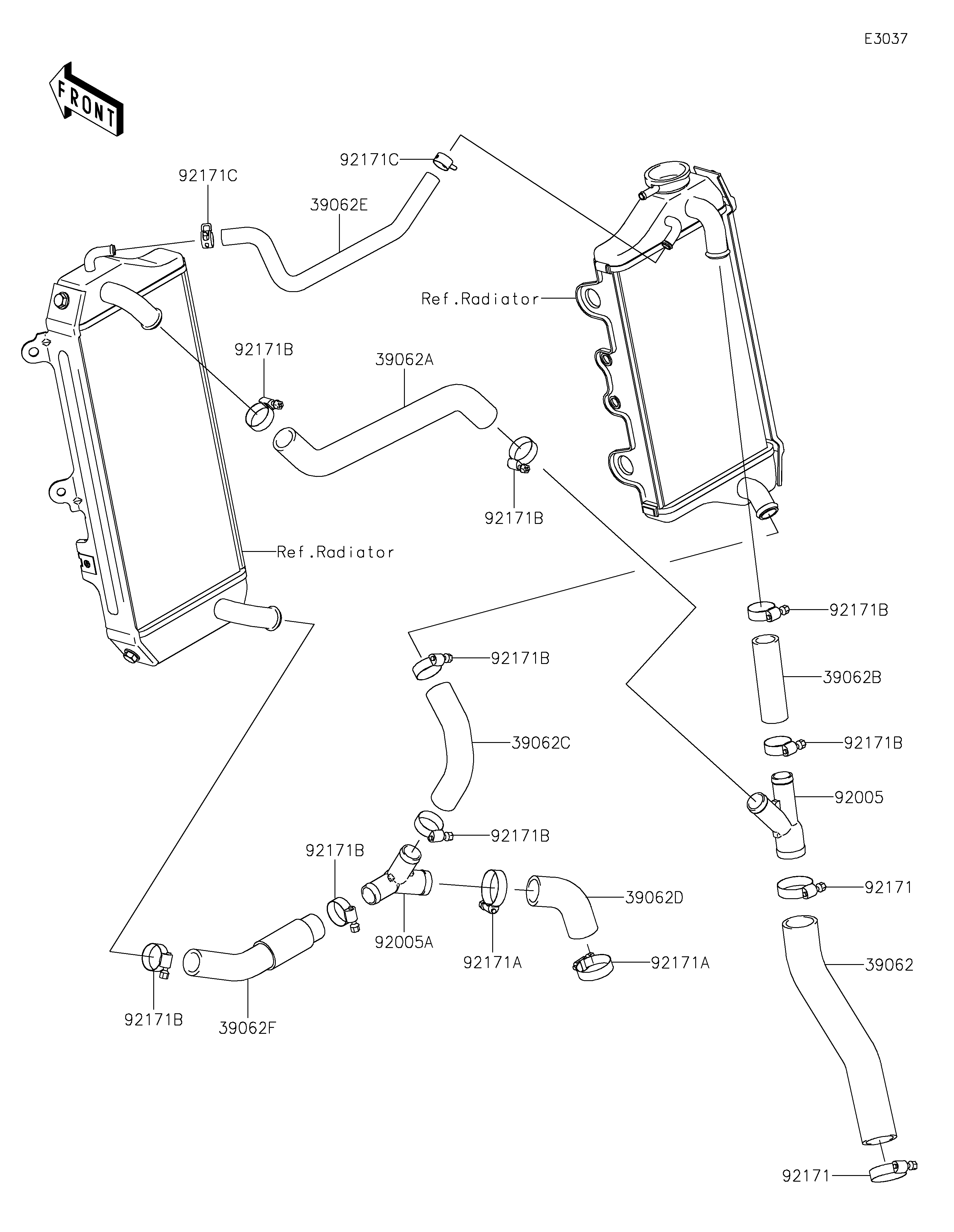 TUYAU DEAU POUR KLX450R KLX450ANFNN VERT 2022 EUROPE