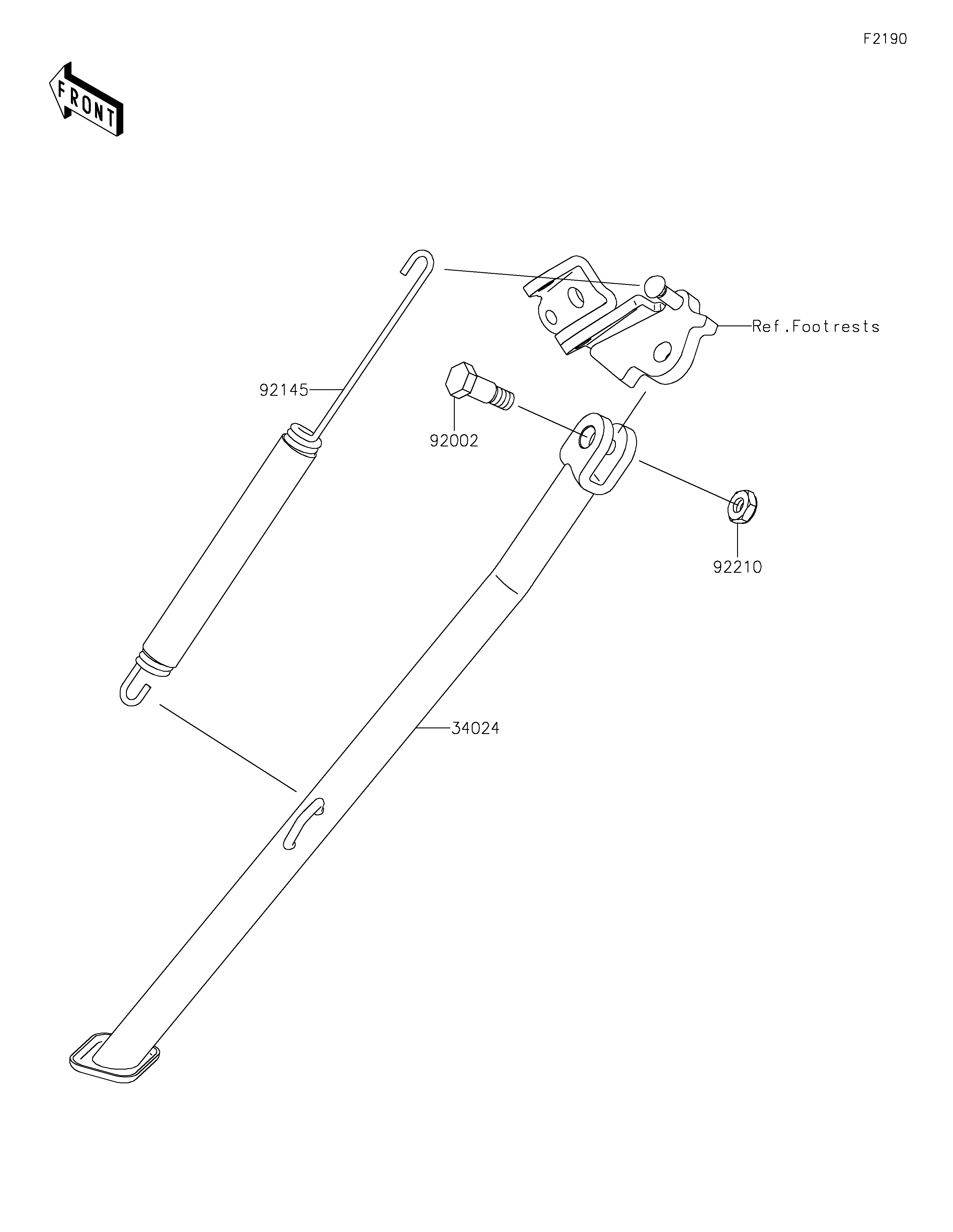 BEQUILLES POUR KLX450R KLX450ADF VERT 2013 EUROPE