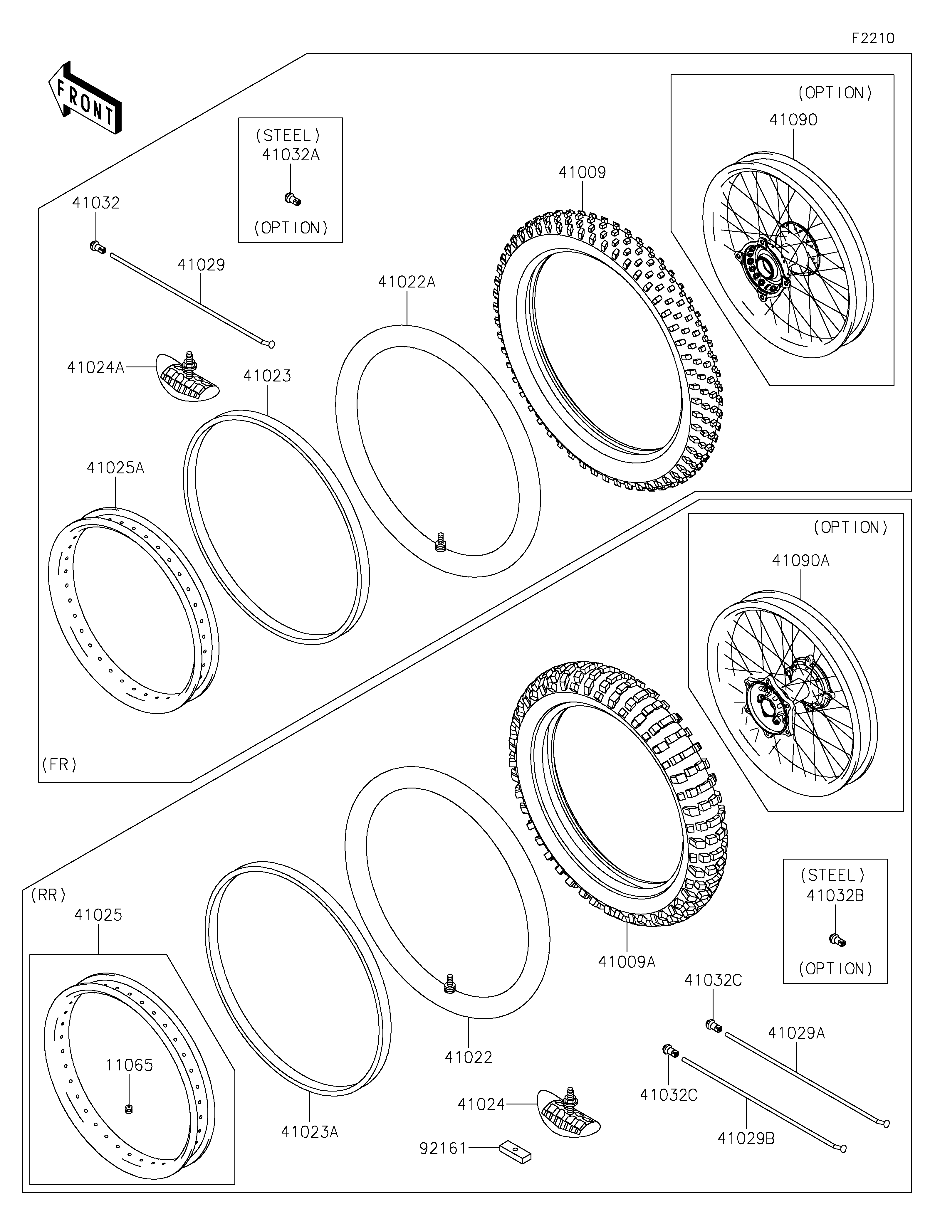 PNEUS POUR KLX450R KLX450ADF VERT 2013 EUROPE