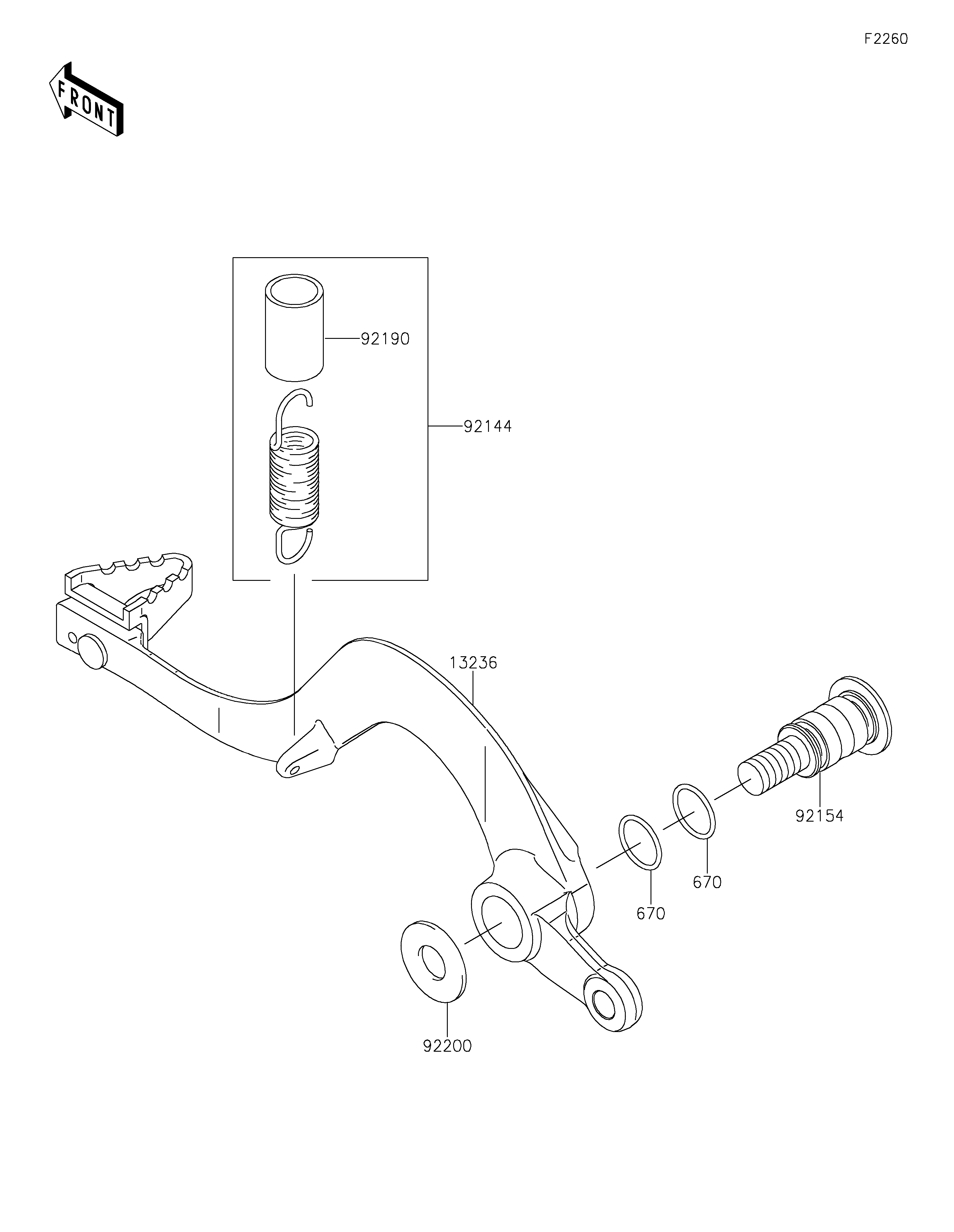 PEDALE DE FREIN POUR KLX450R KLX450A8F VERT 2008 EUROPE