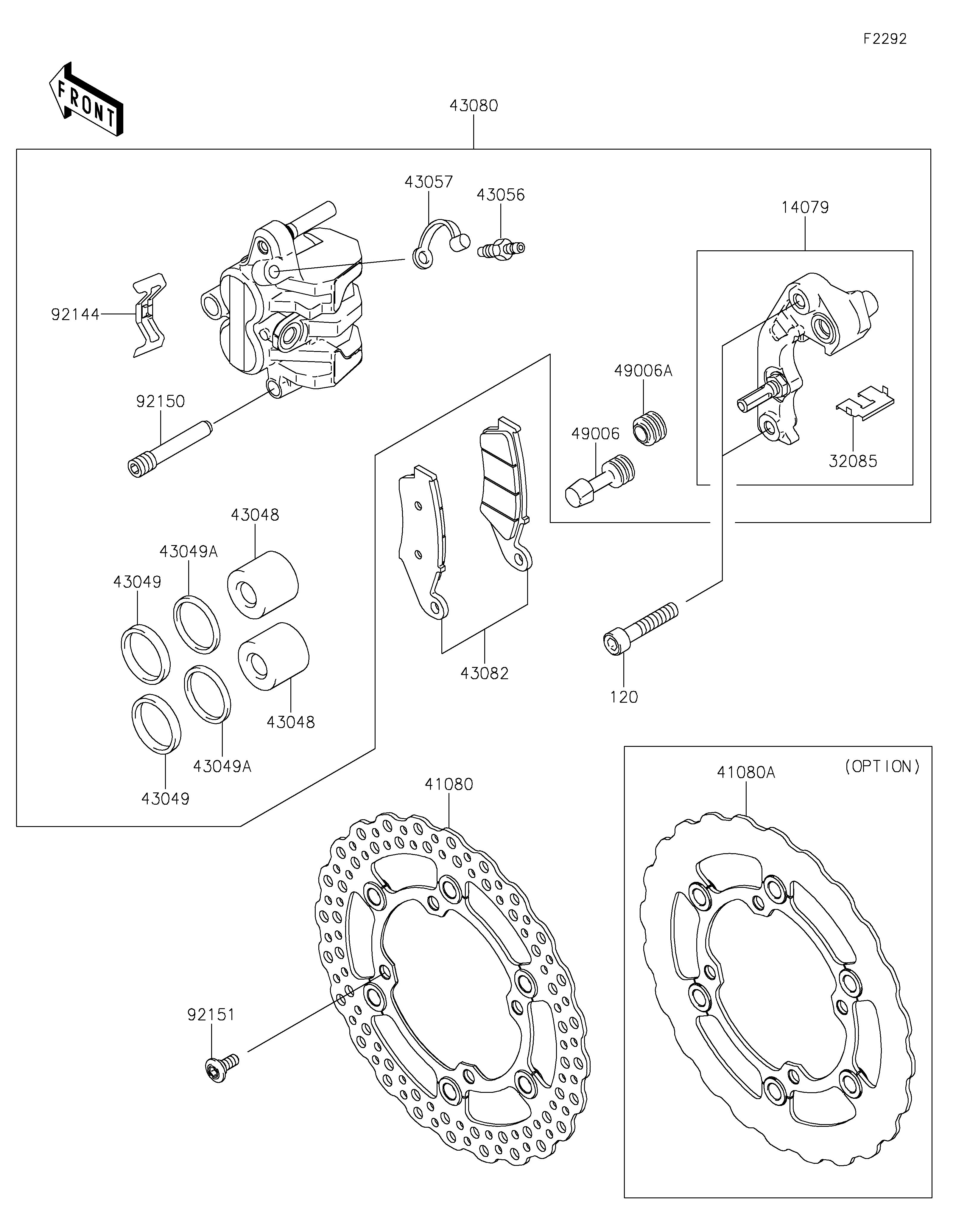 FREIN AVANT POUR KLX450R KLX450ADF VERT 2013 EUROPE
