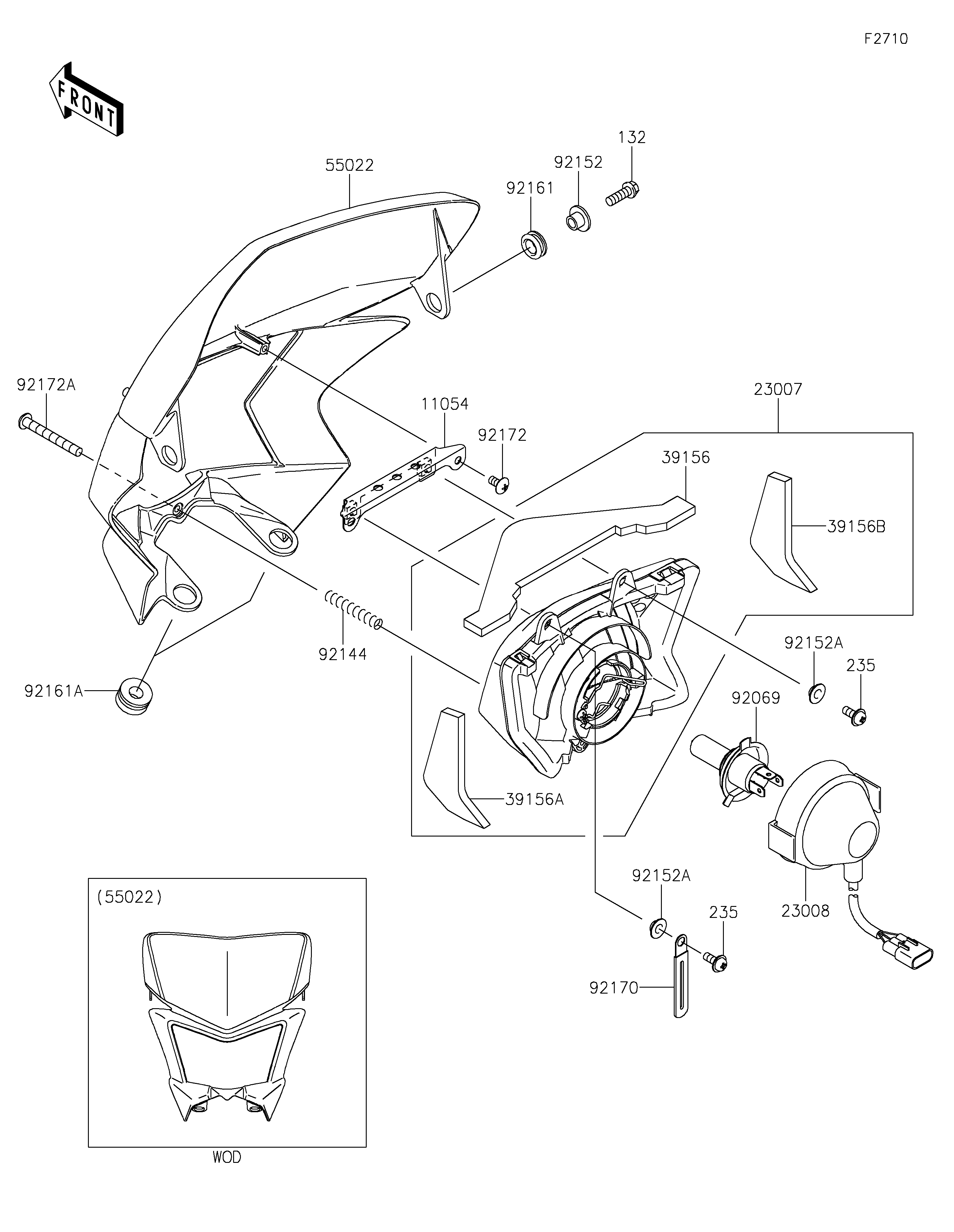 OPTIQUES POUR KLX450R KLX450ADF VERT 2013 EUROPE