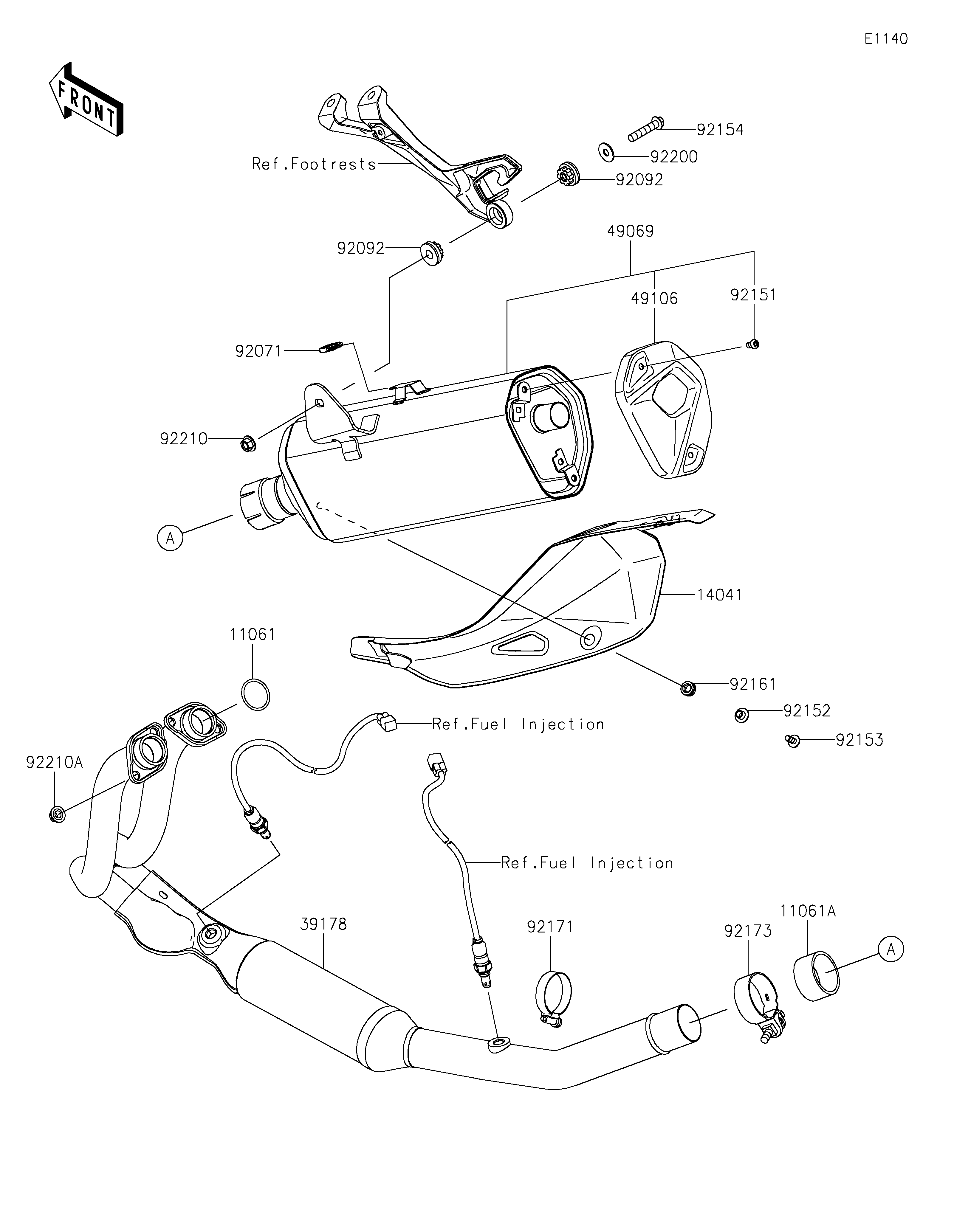 ECHAPPEMENT POUR NINJA 400 EX400LPFAN VERT 2023