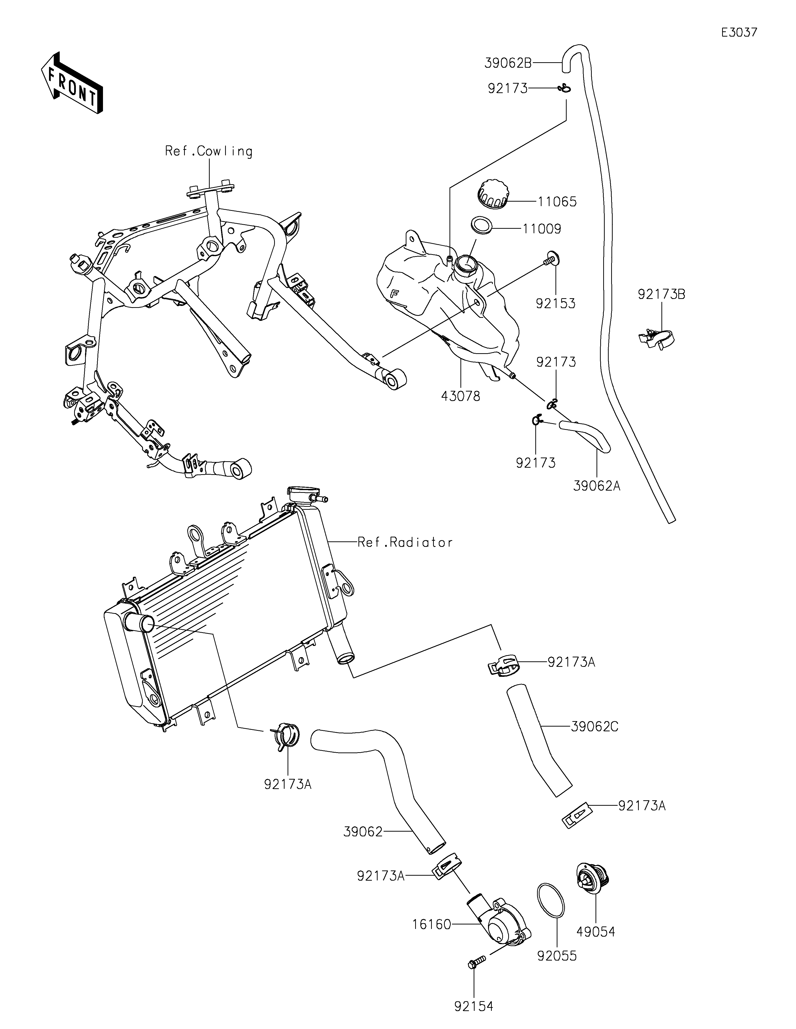 TUYAU DEAU POUR NINJA 400 EX400GMFAN VERT 2021