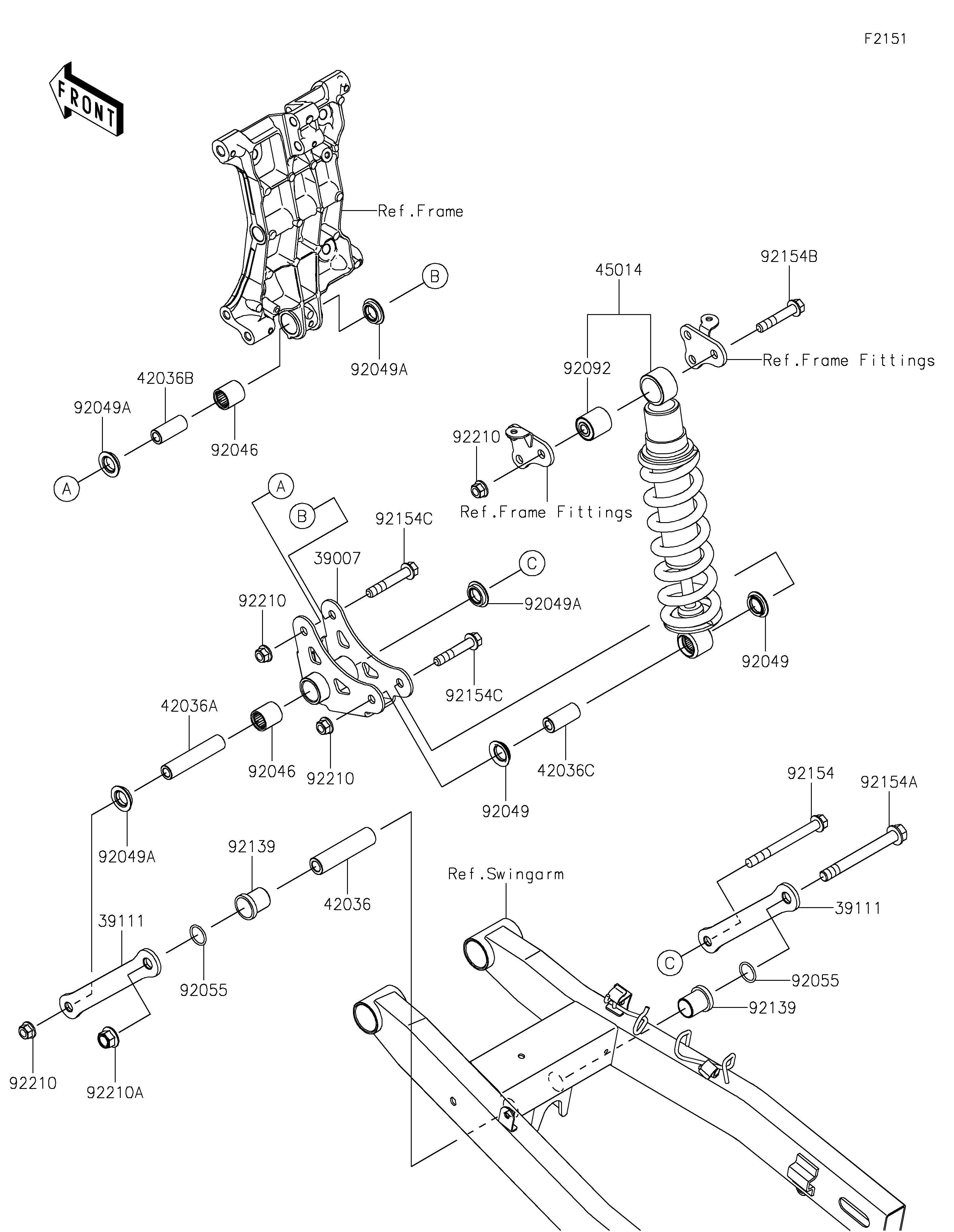 SUSPENSIONAMORTISSEUR POUR Z400 ER400DKF ROUGE 2019