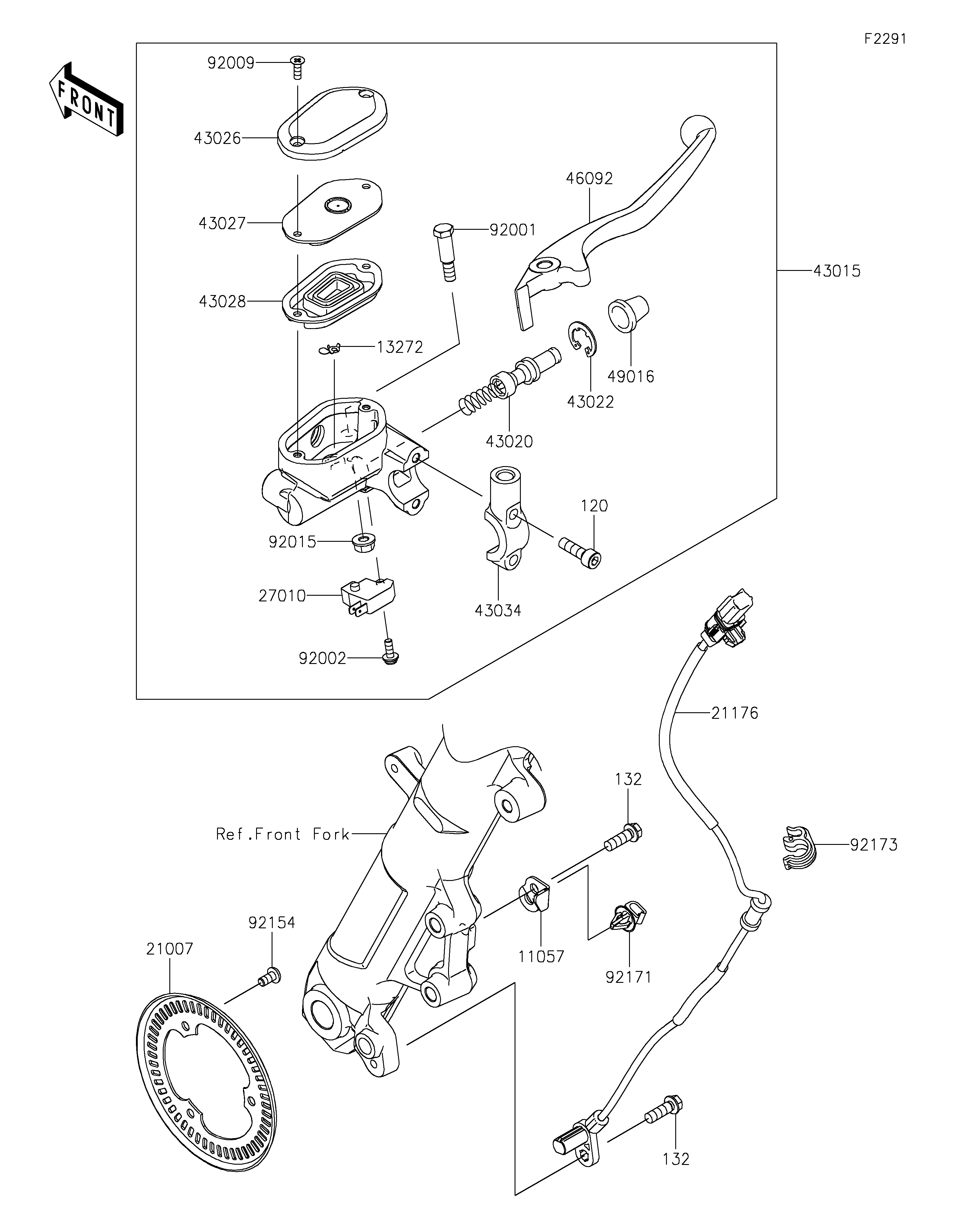 MAITRE CYLINDRE AV POUR Z400 ER400FPFNN BLANC 2023