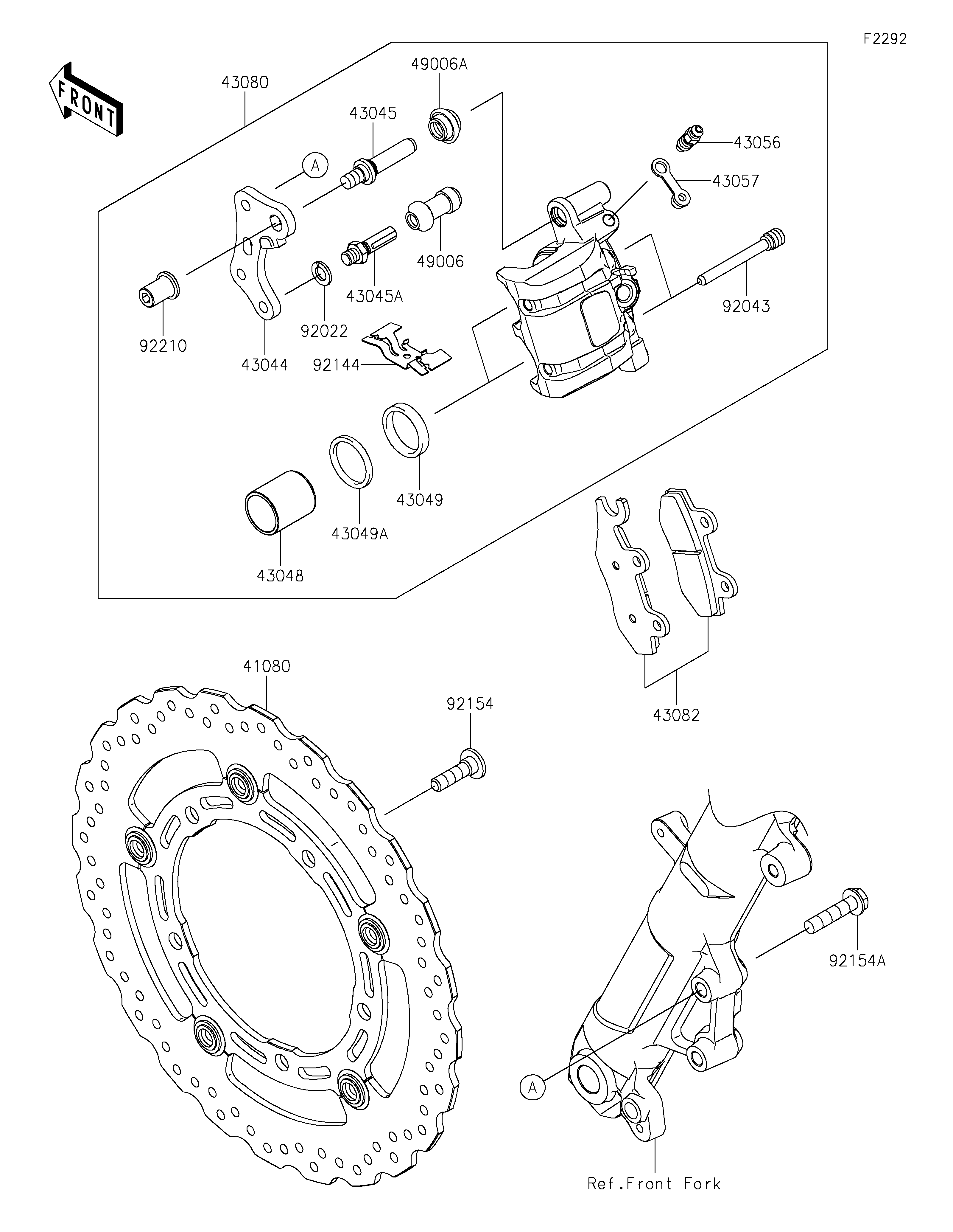 FREIN AVANT POUR NINJA 400 EX400LPFAN VERT 2023