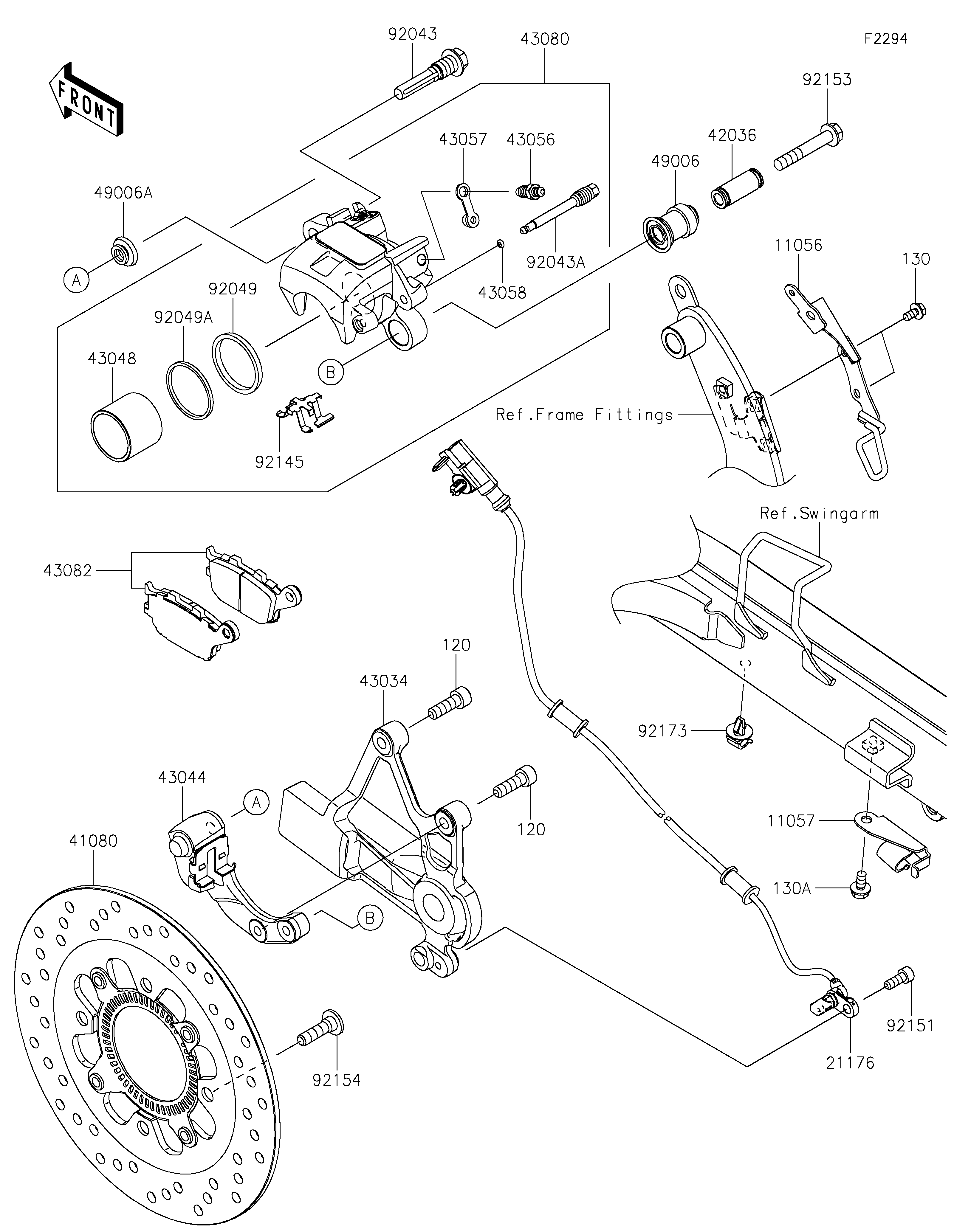 FREIN ARRIERE POUR VULCAN S EN650JMFAN GRIS 2021