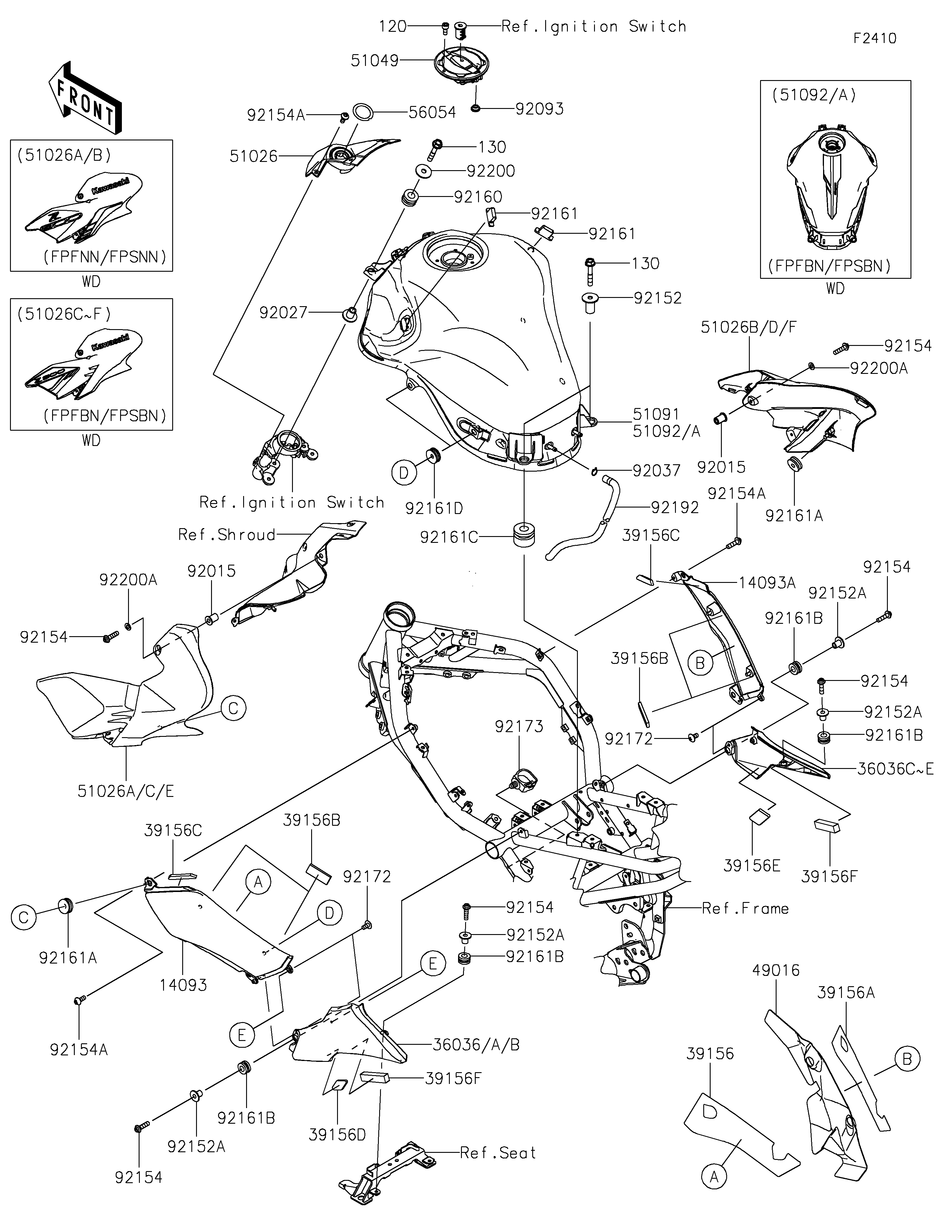RESERVOIR CARBURANT POUR Z900 ZR900PPSBN GRIS 2023