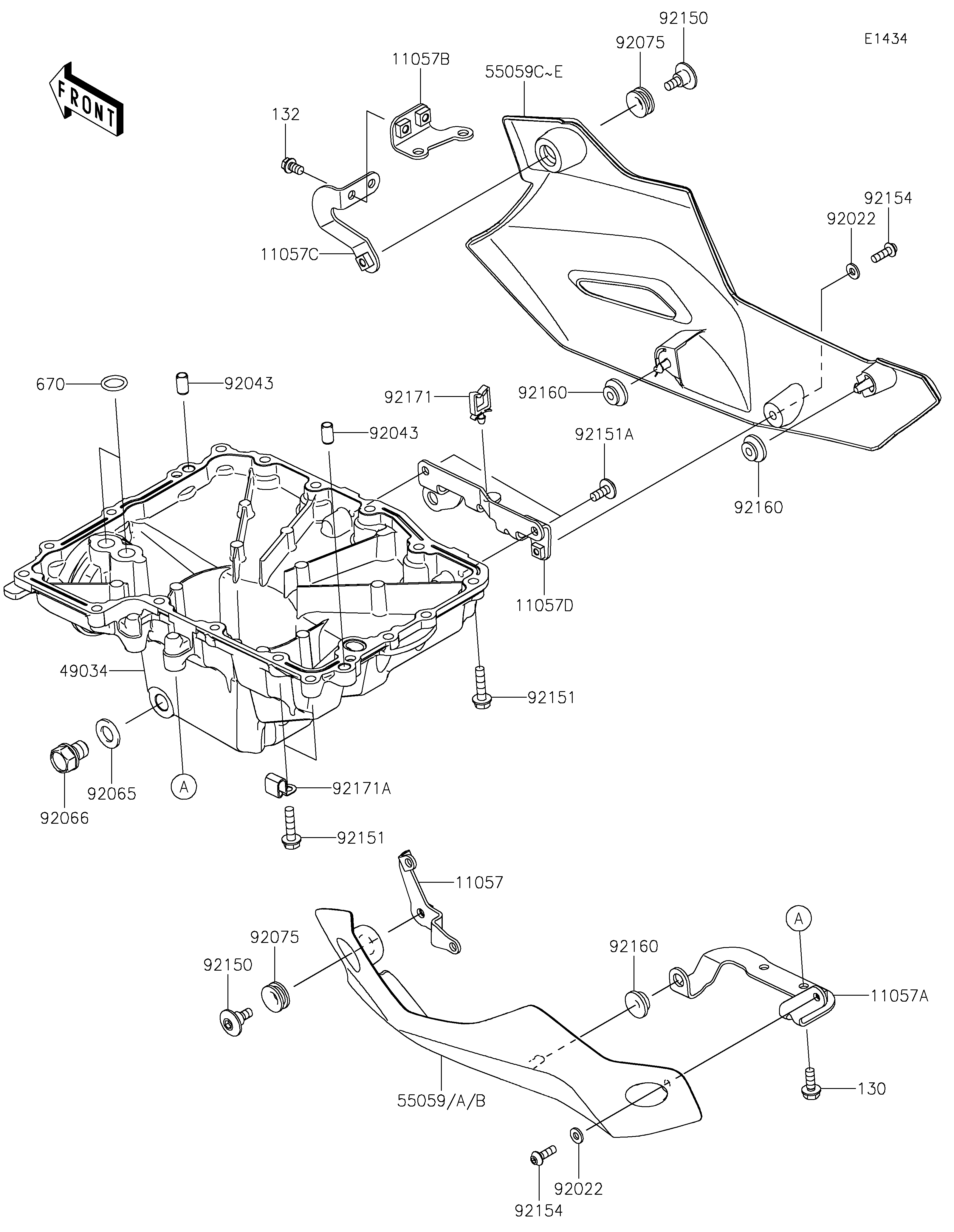 CARTER INFERIEUR POUR Z900 ZR900PPFBN GRIS 2023