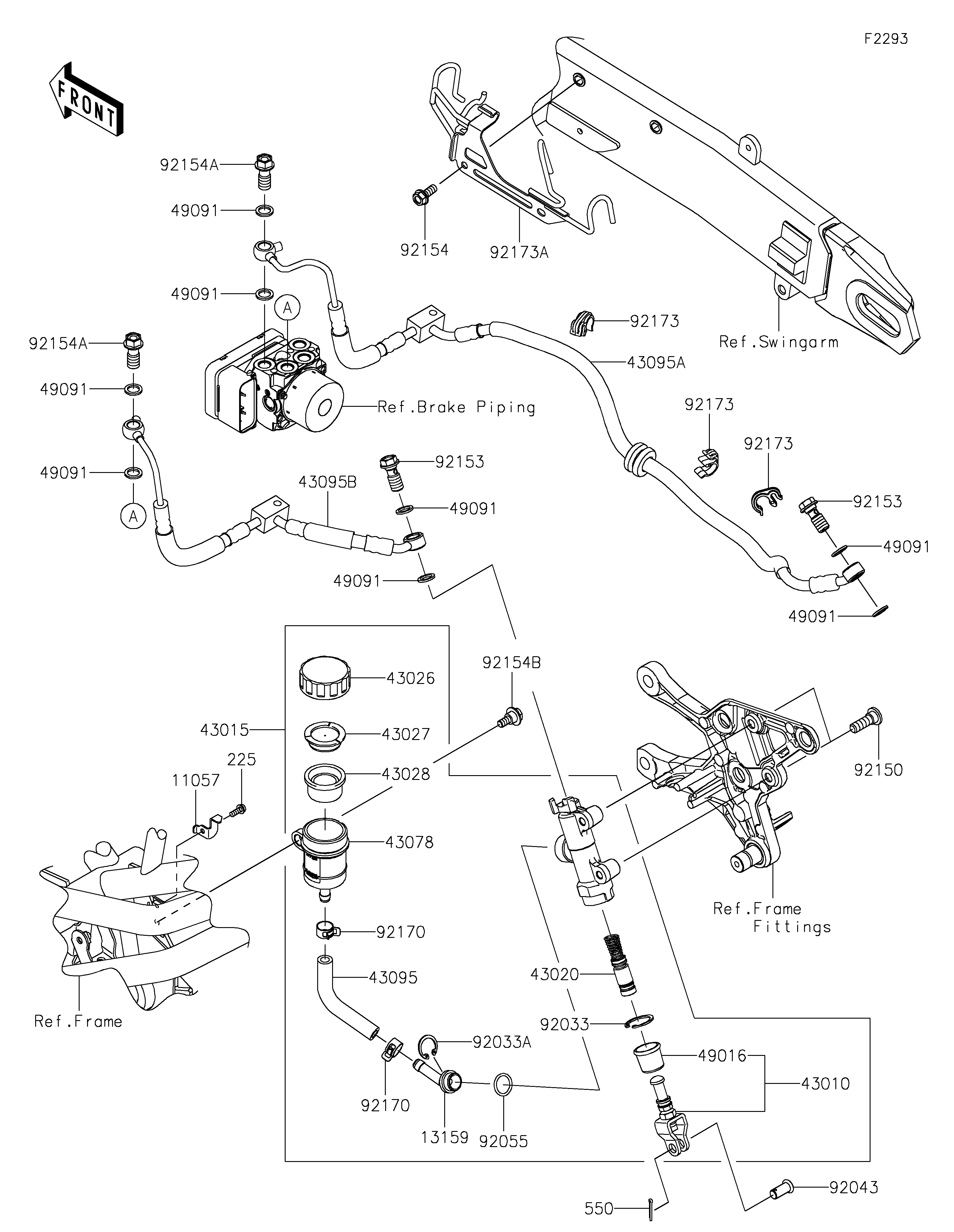 MAITRE CYLINDRE ARRIERE POUR Z900 SE ZR900MNFNN NOIR 2022
