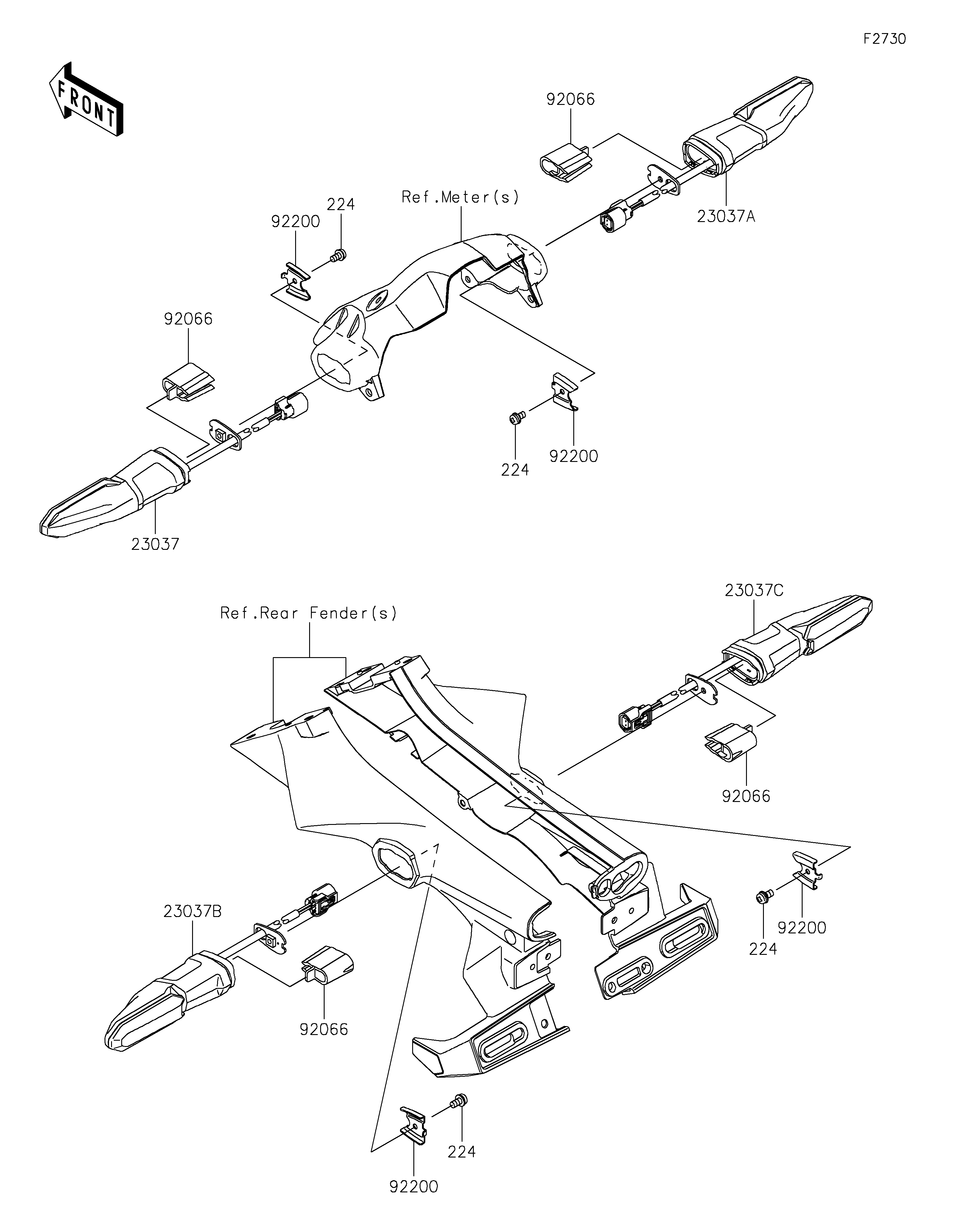 CLIGNOTANTS POUR Z H2 SE ZR1000LNSNN VERT 2022