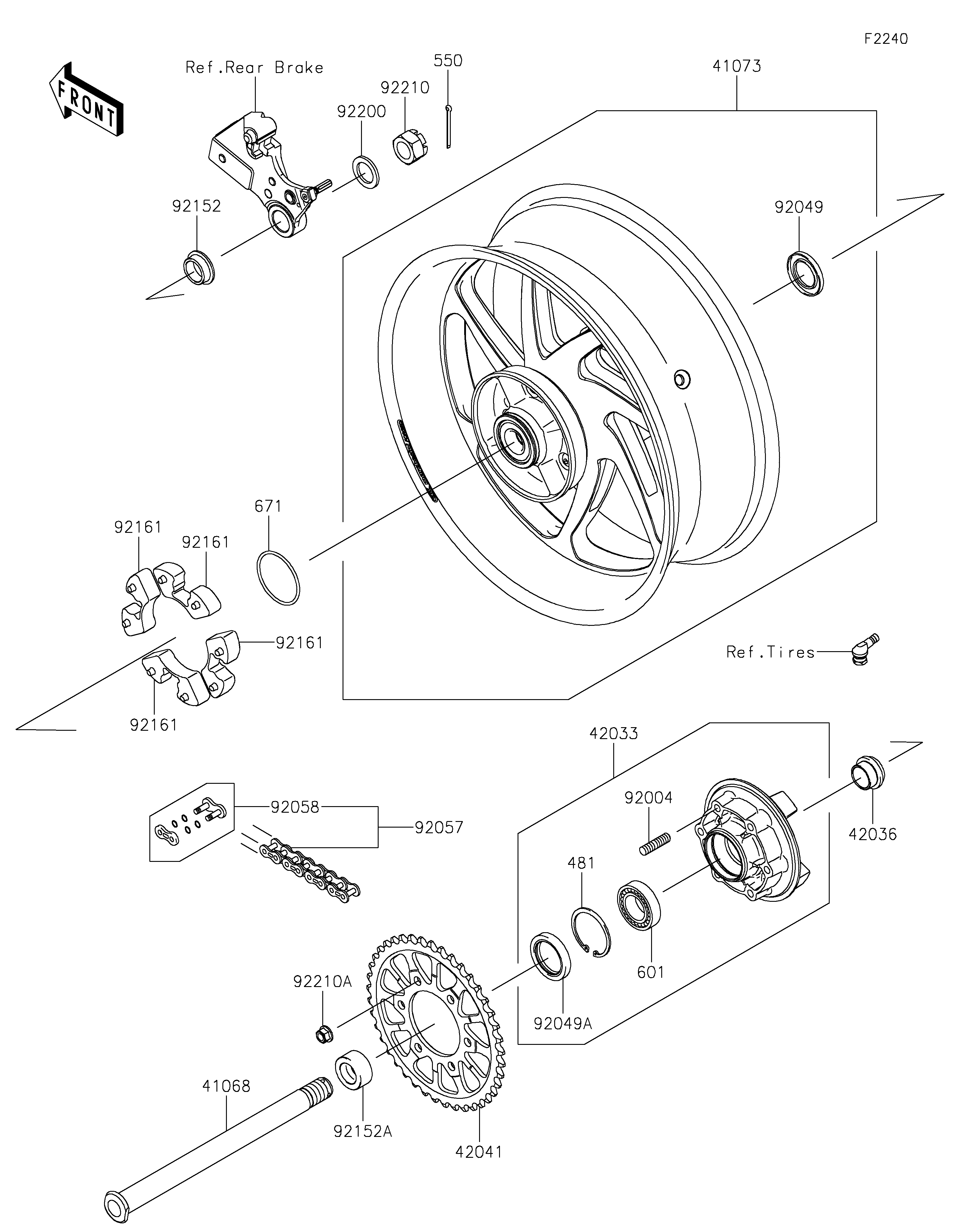 MOYEU ARRIERE POUR NINJA ZX 10RR ZX1002NMFNN VERT MAT 2021