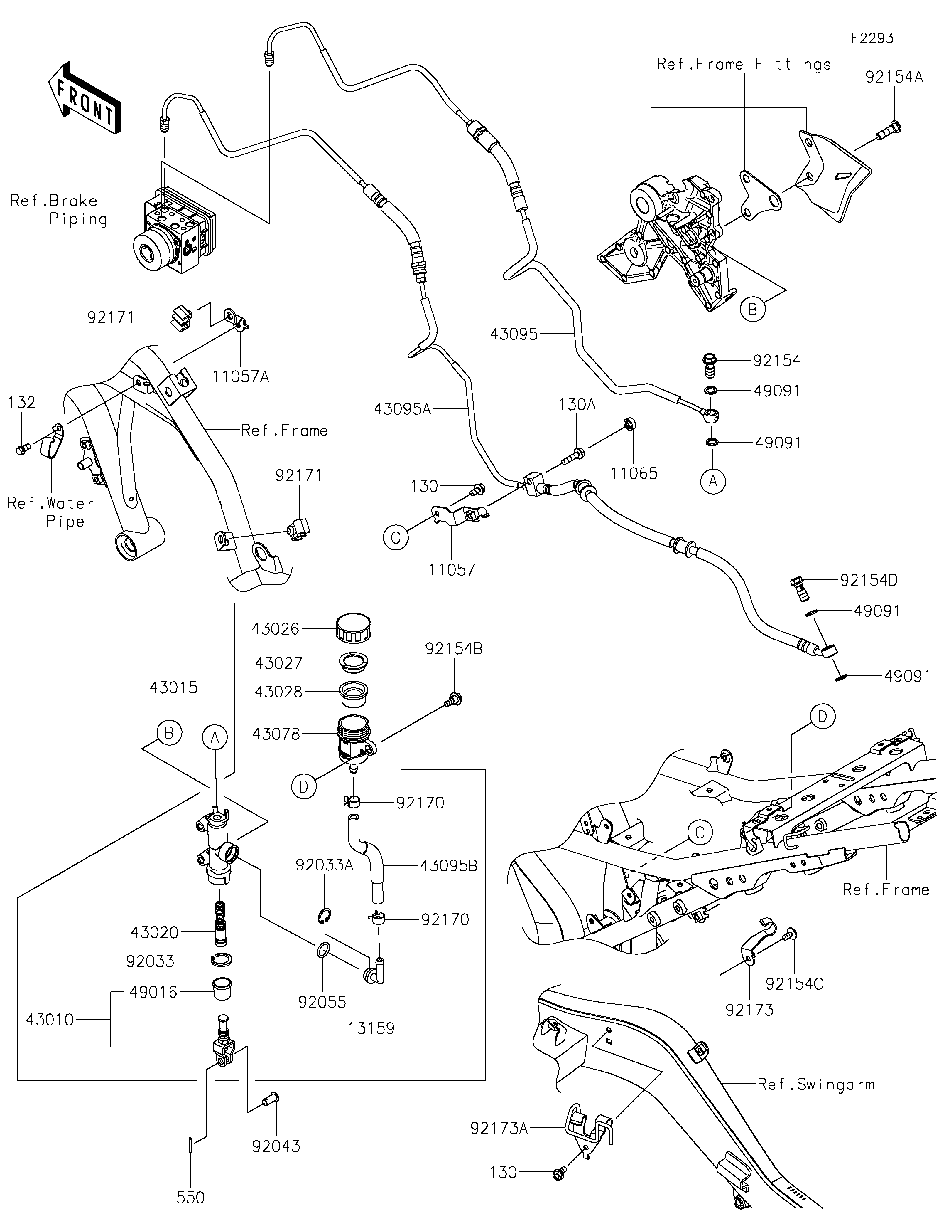 MAITRE CYLINDRE ARRIERE POUR NINJA 650 EX650PPFAN BLANC 2023