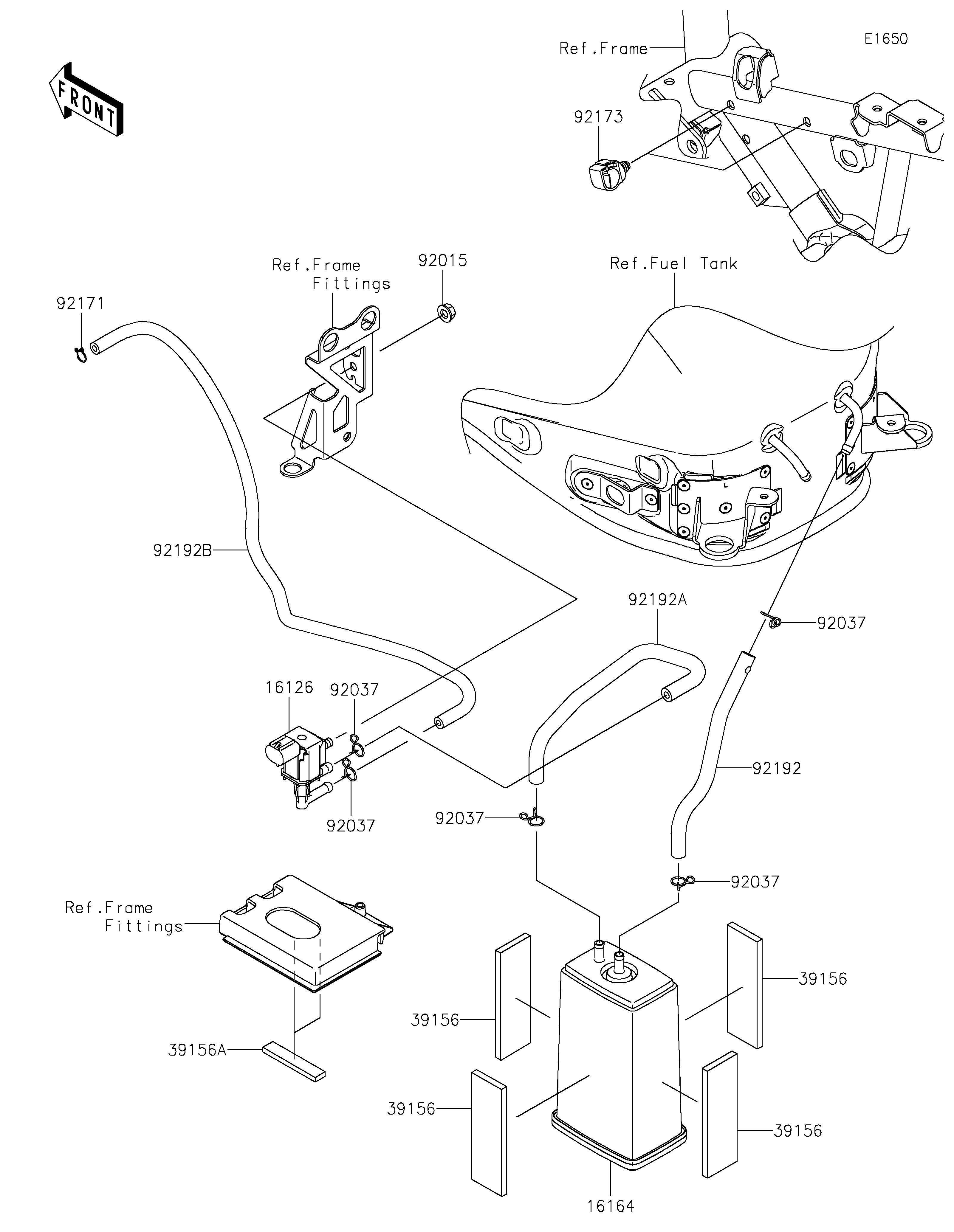 SYSTEME DEVAPORATION CARBURANT POUR Z900RS CAFE ZR900EJF VERT 2018