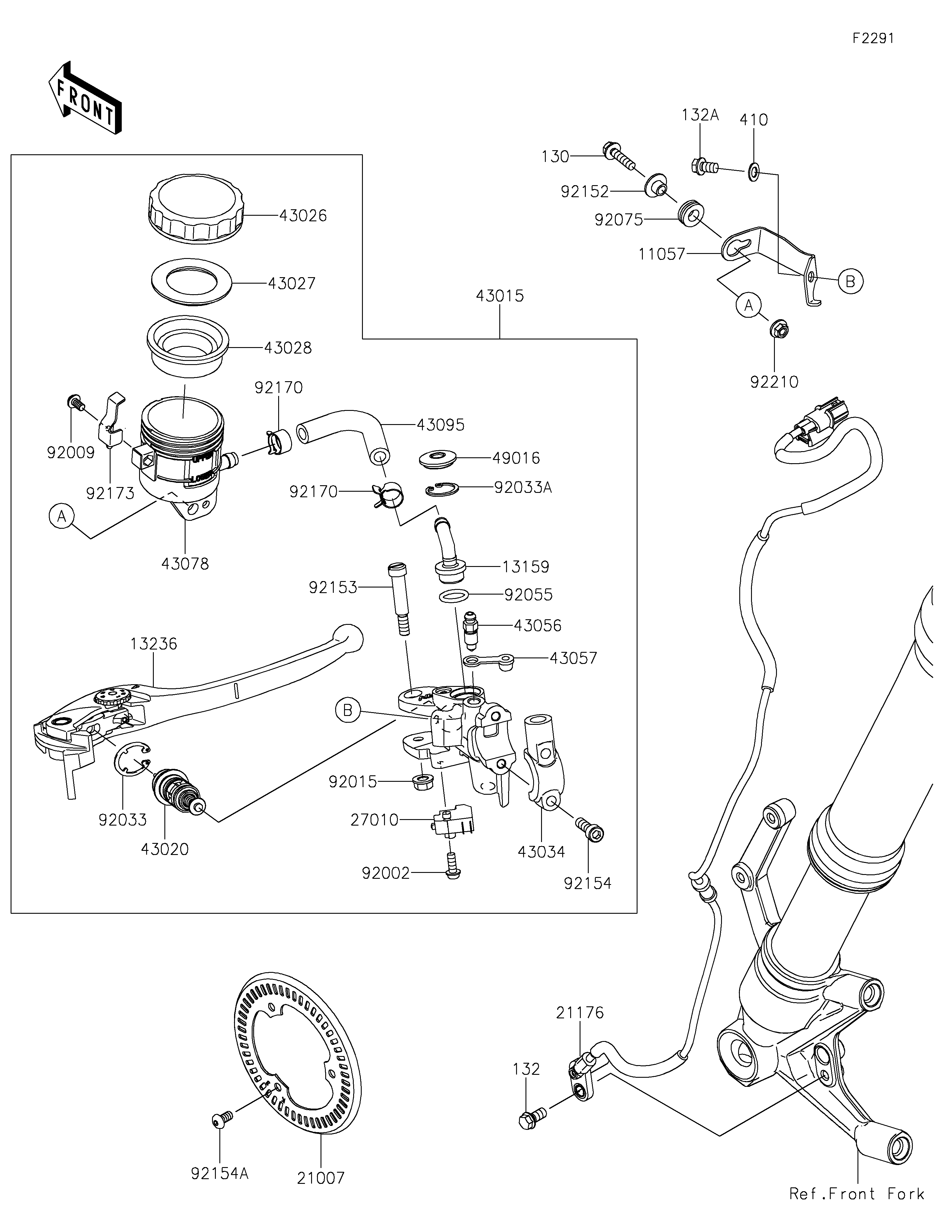 MAITRE CYLINDRE AV POUR Z900RS ZR900KNSBB BLEU 2022