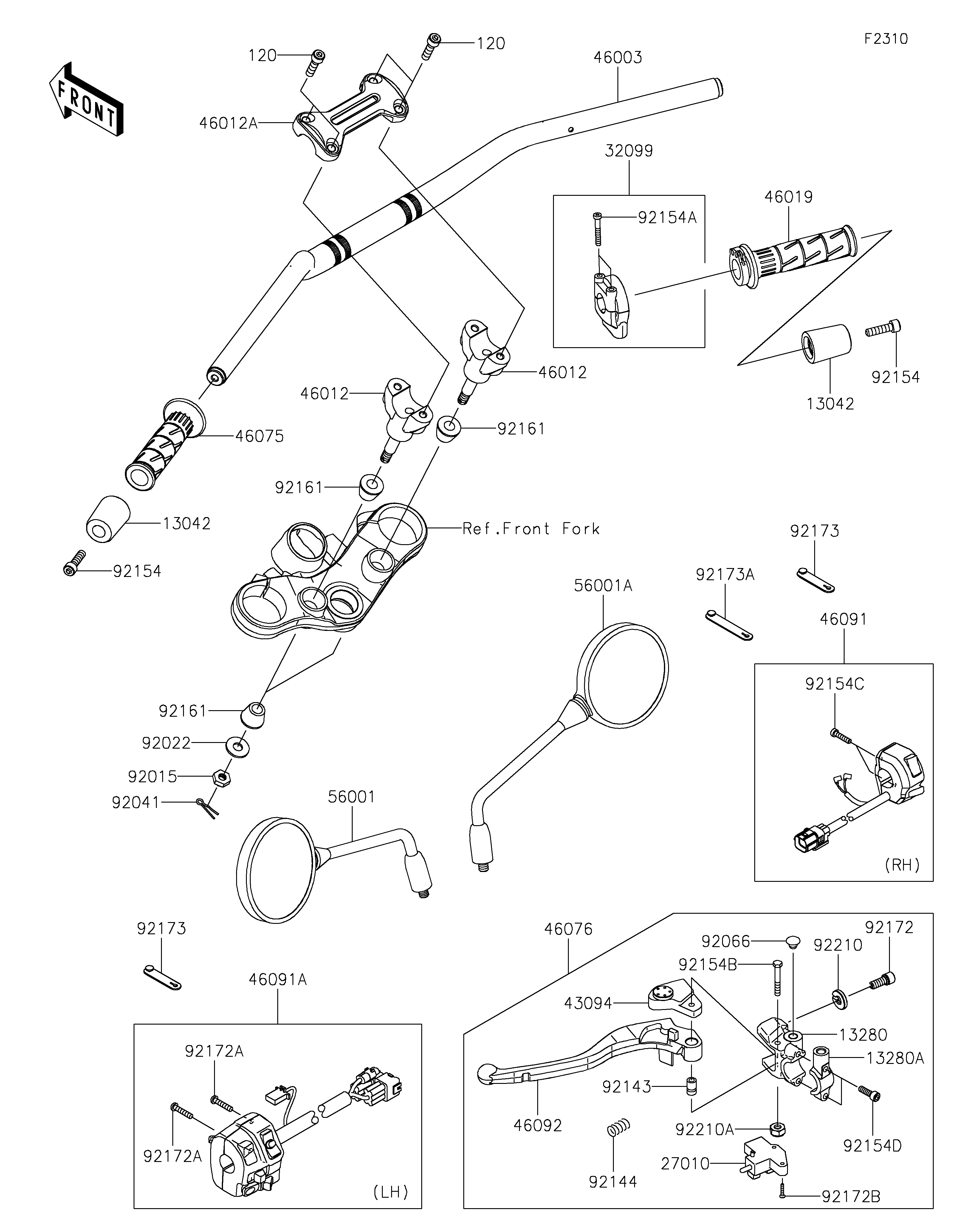 GUIDON POUR Z900RS ZR900KMFBB NOIR 2021