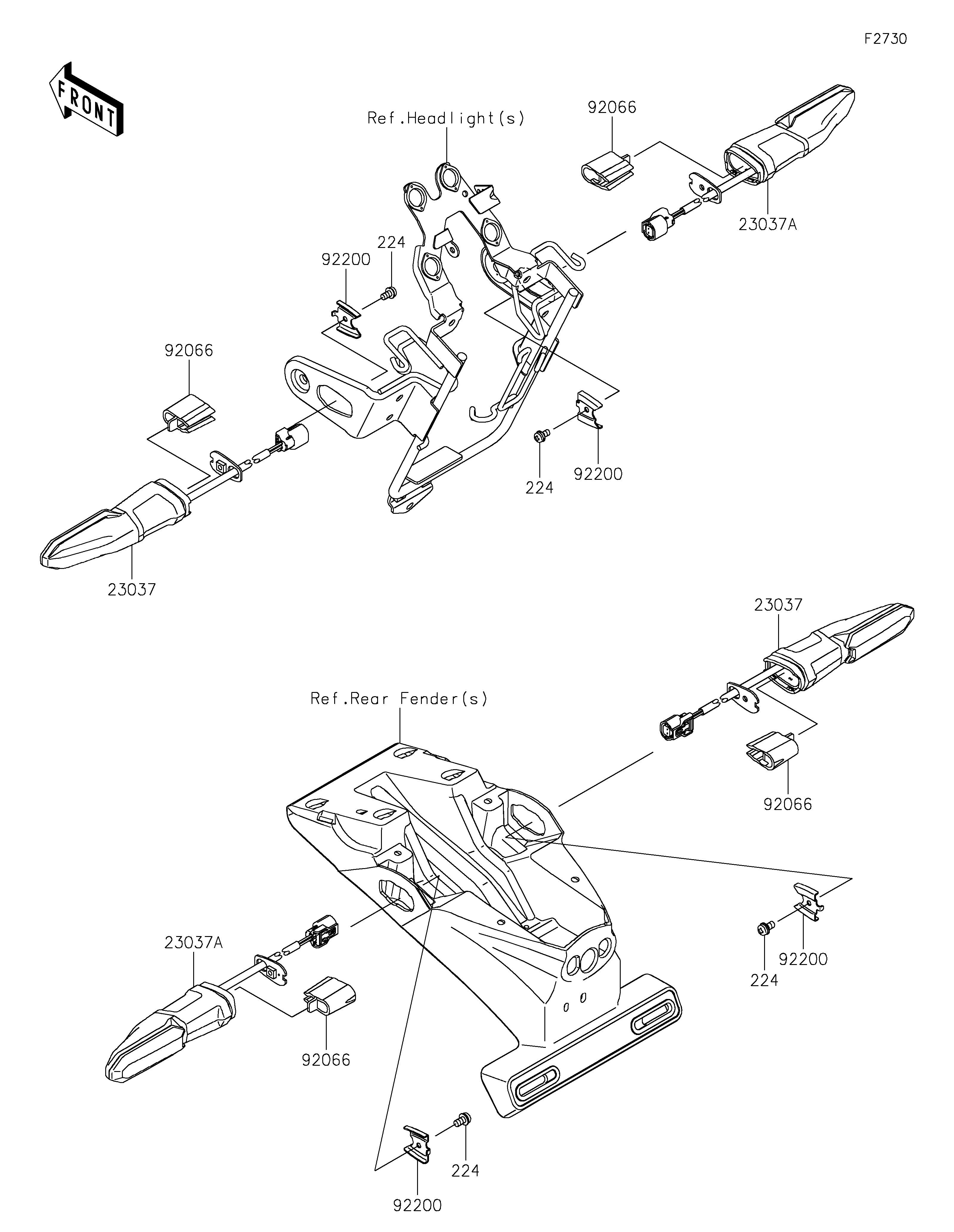CLIGNOTANTS POUR Z650RS ER650MPFBB VERT 2023